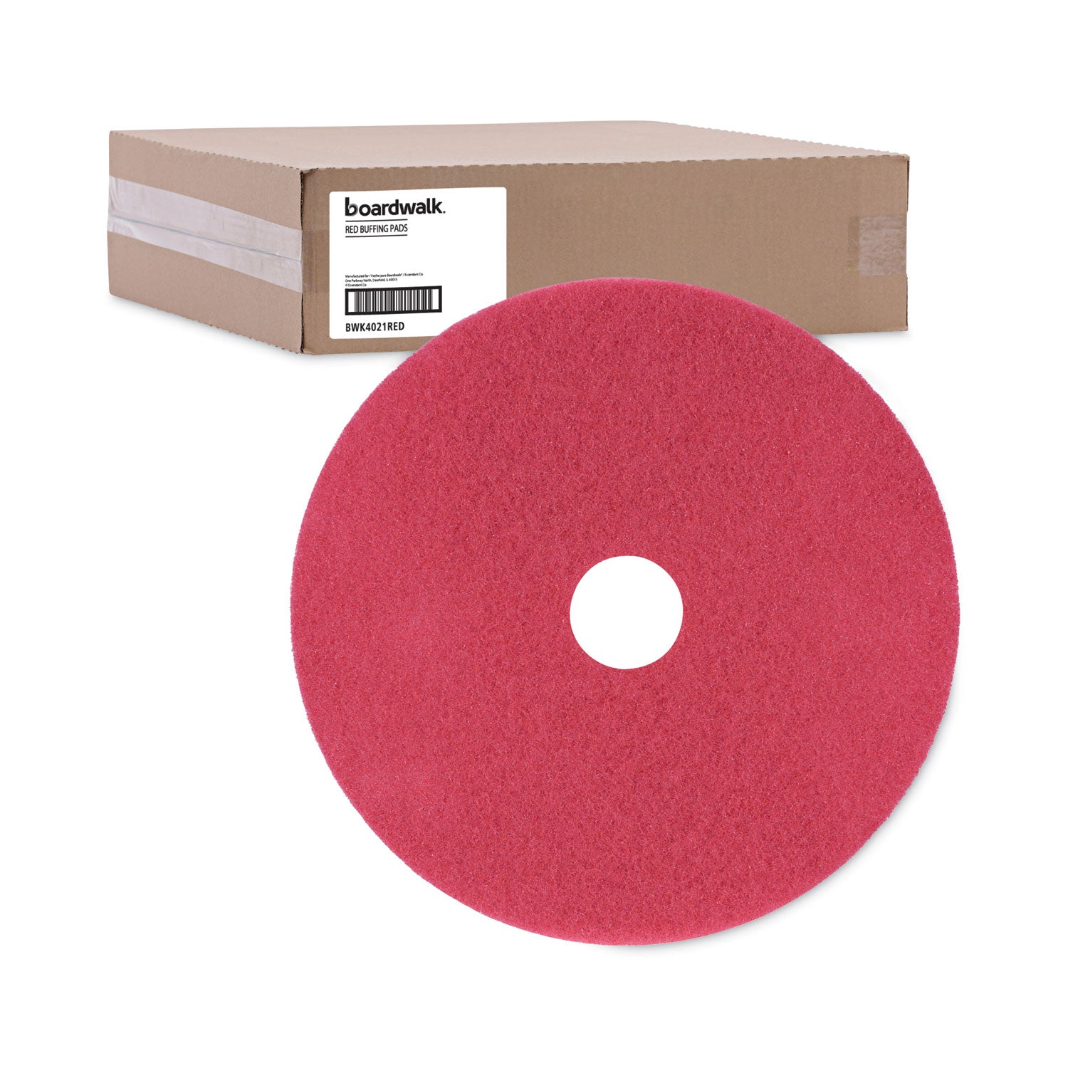 Boardwalk Buffing Floor Pads, 21" Diameter, Red, 5/Carton (4021RED)