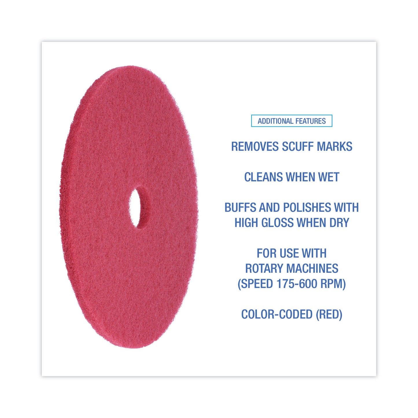 Boardwalk Buffing Floor Pads, 21" Diameter, Red, 5/Carton (4021RED)