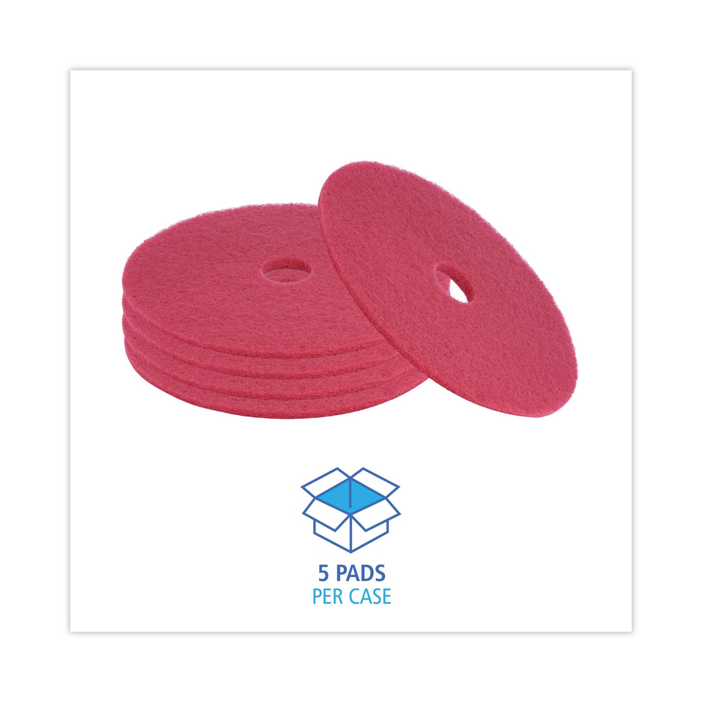 Boardwalk Buffing Floor Pads, 21" Diameter, Red, 5/Carton (4021RED)