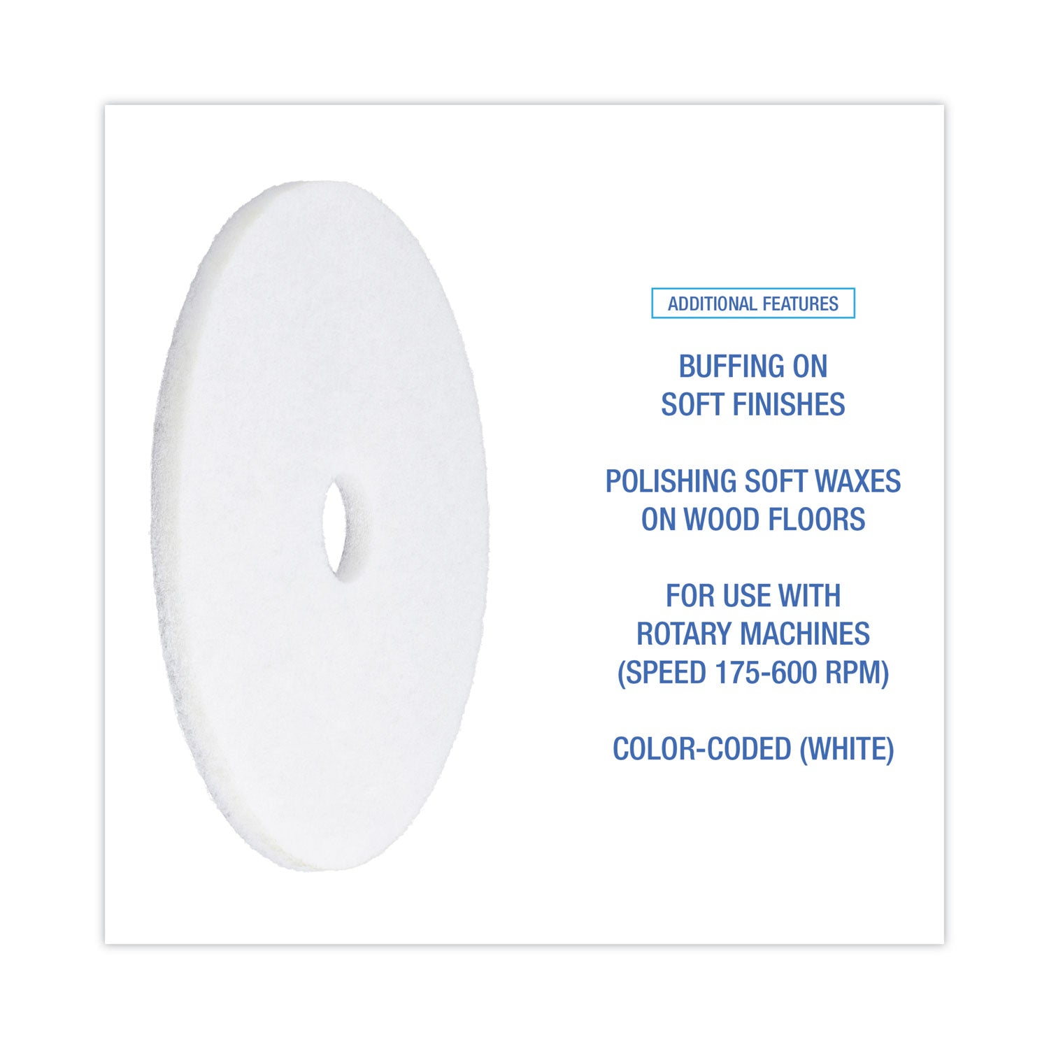 Boardwalk Polishing Floor Pads, 20" Diameter, White, 5/Carton (4020WHI)