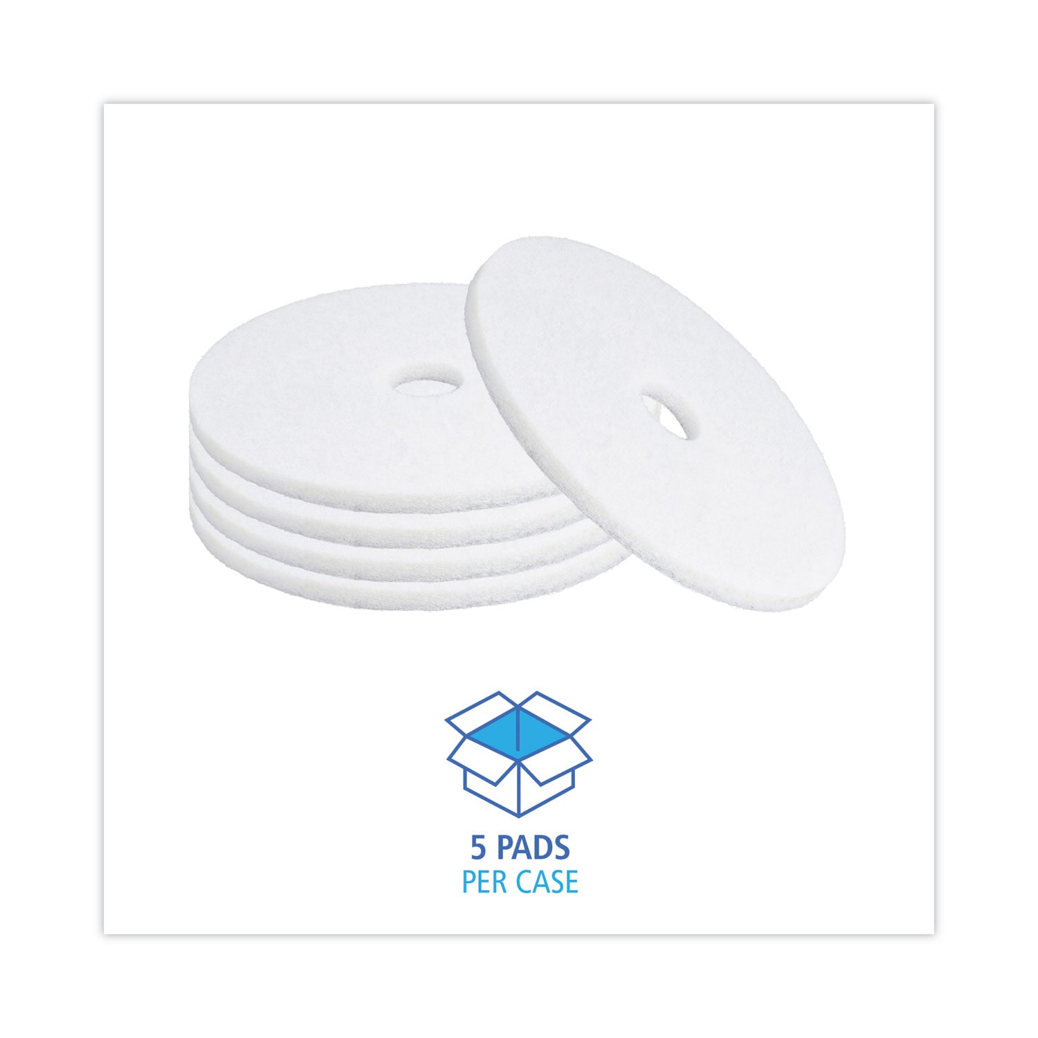 Boardwalk Polishing Floor Pads, 20" Diameter, White, 5/Carton (4020WHI)