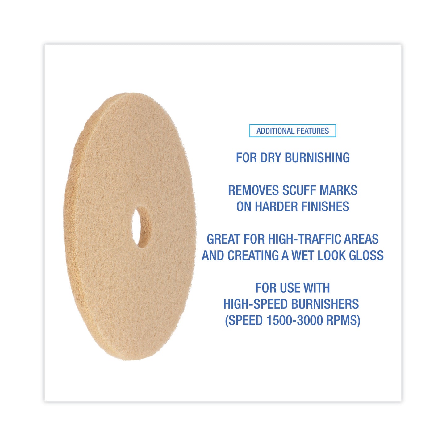 Boardwalk Burnishing Floor Pads, 20" Diameter, Tan, 5/Carton (4020ULT)