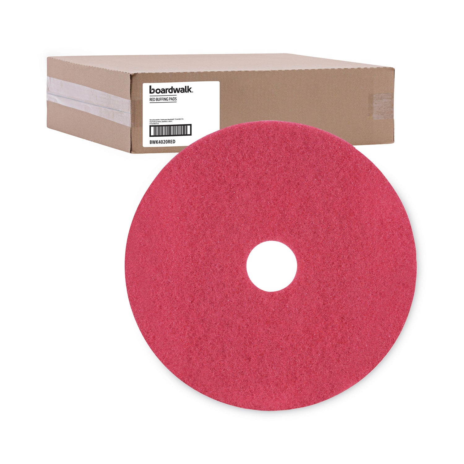 Boardwalk Buffing Floor Pads, 20" Diameter, Red, 5/Carton (4020RED)