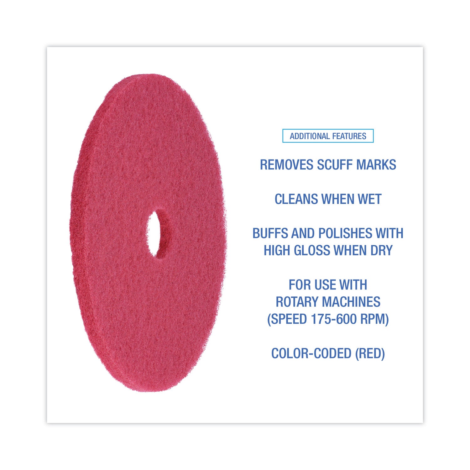 Boardwalk Buffing Floor Pads, 20" Diameter, Red, 5/Carton (4020RED)