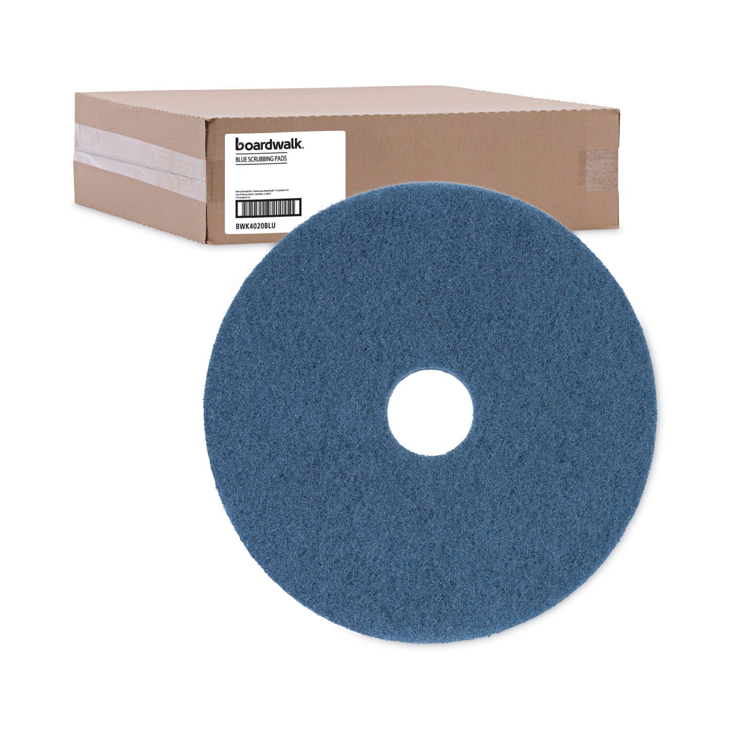 Boardwalk Scrubbing Floor Pads, 20" Diameter, Blue, 5/Carton (4020BLU)