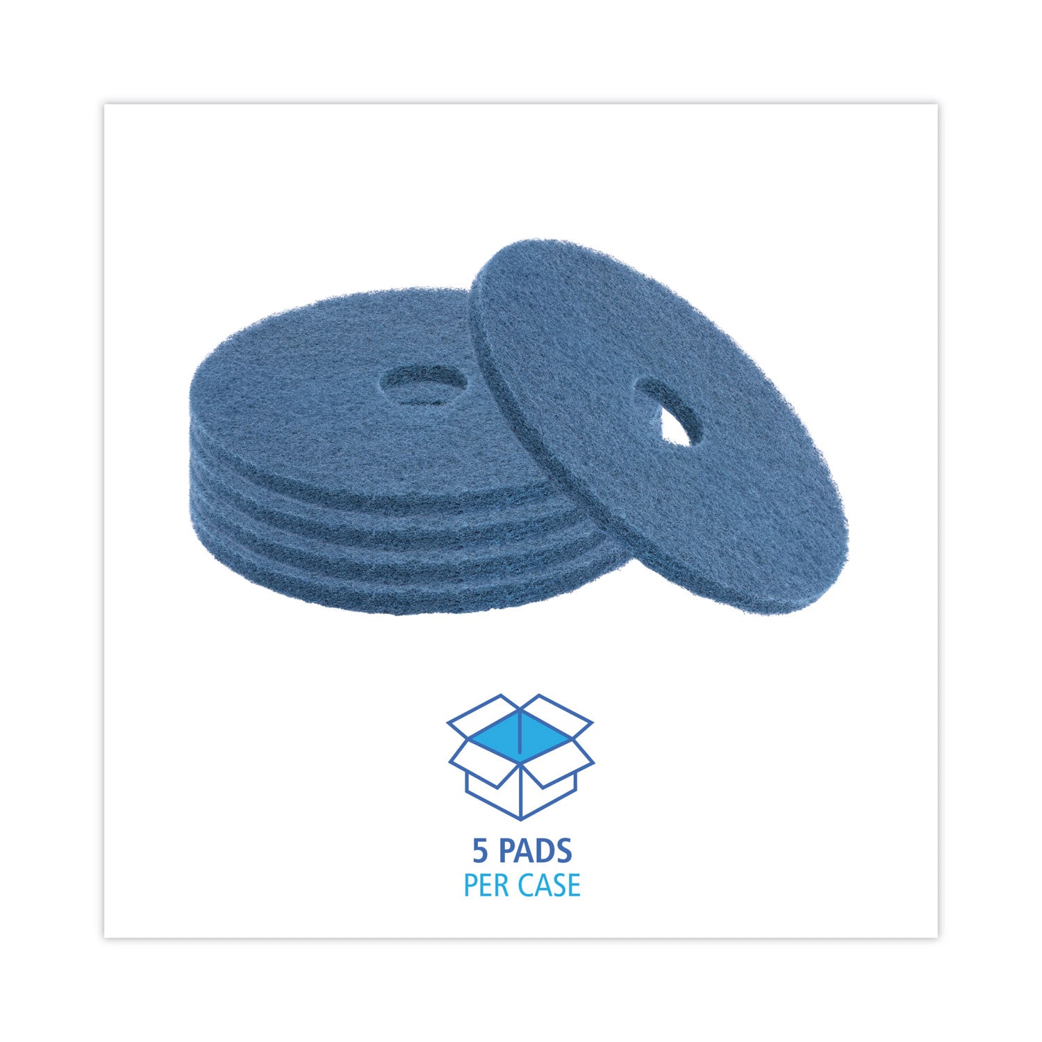 Boardwalk Scrubbing Floor Pads, 20" Diameter, Blue, 5/Carton (4020BLU)