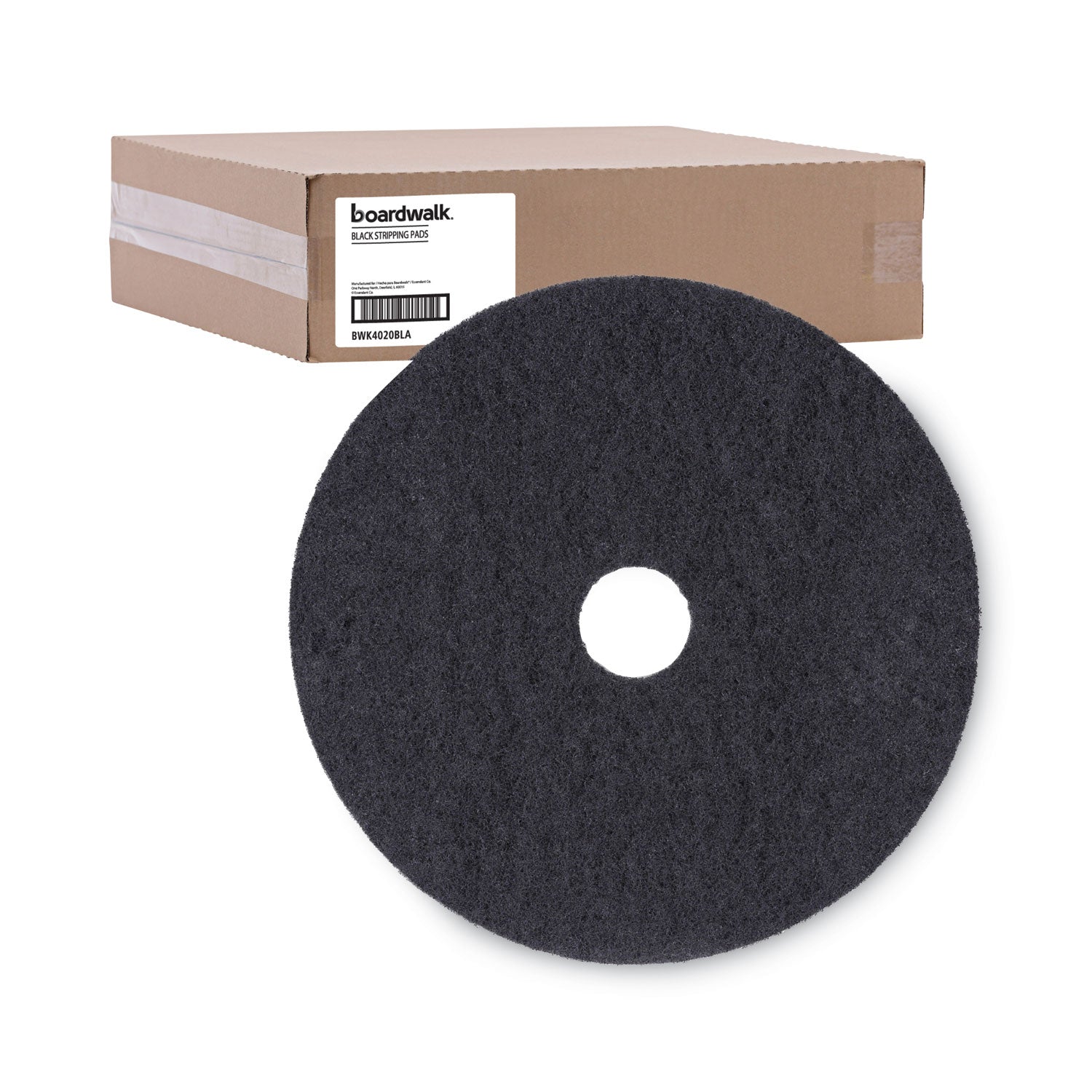 Boardwalk Stripping Floor Pads, 20" Diameter, Black, 5/Carton (4020BLA)