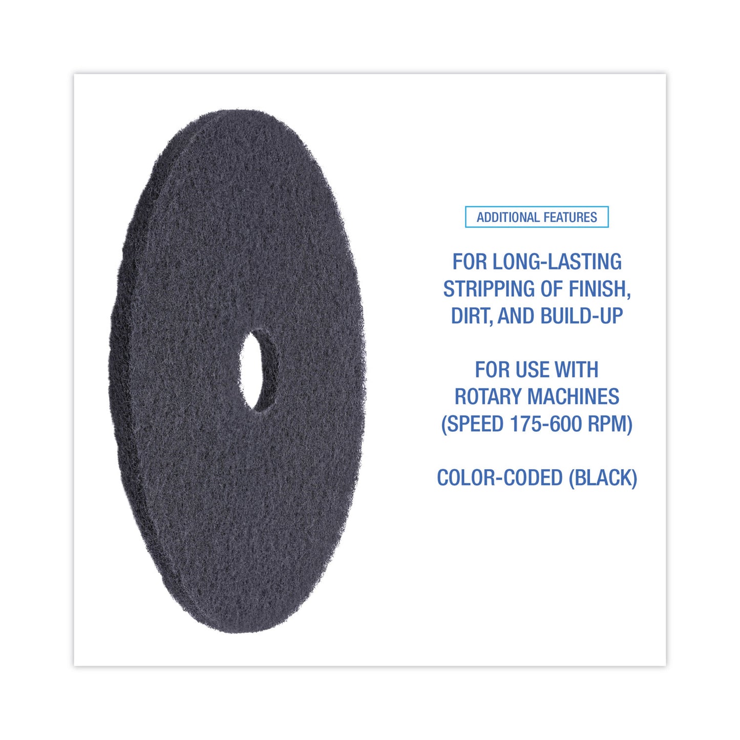 Boardwalk Stripping Floor Pads, 20" Diameter, Black, 5/Carton (4020BLA)