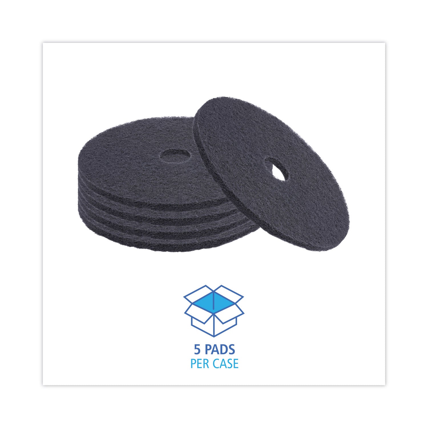 Boardwalk Stripping Floor Pads, 20" Diameter, Black, 5/Carton (4020BLA)