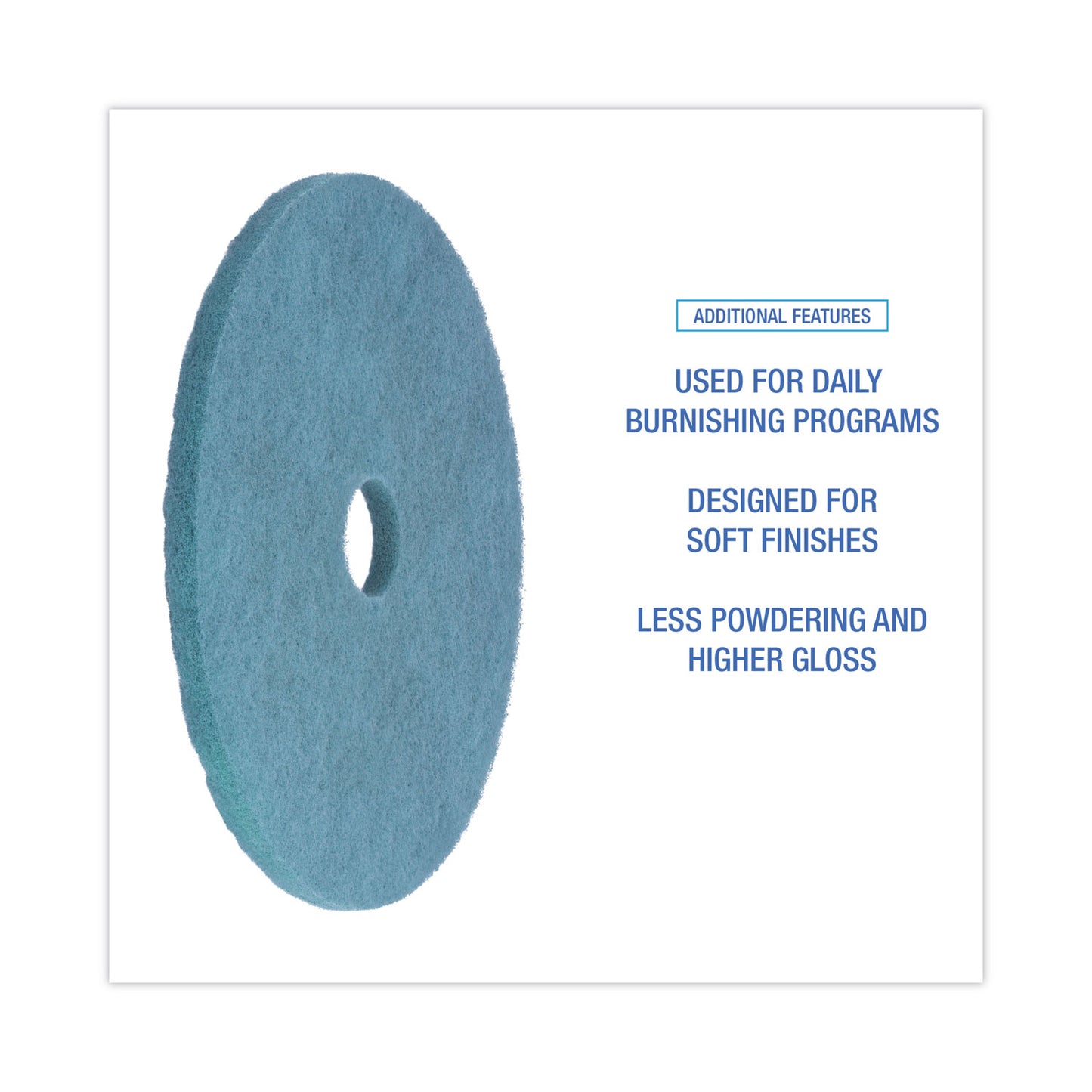 Boardwalk Burnishing Floor Pads, 20" Diameter, Aqua, 5/Carton (4020AQU)