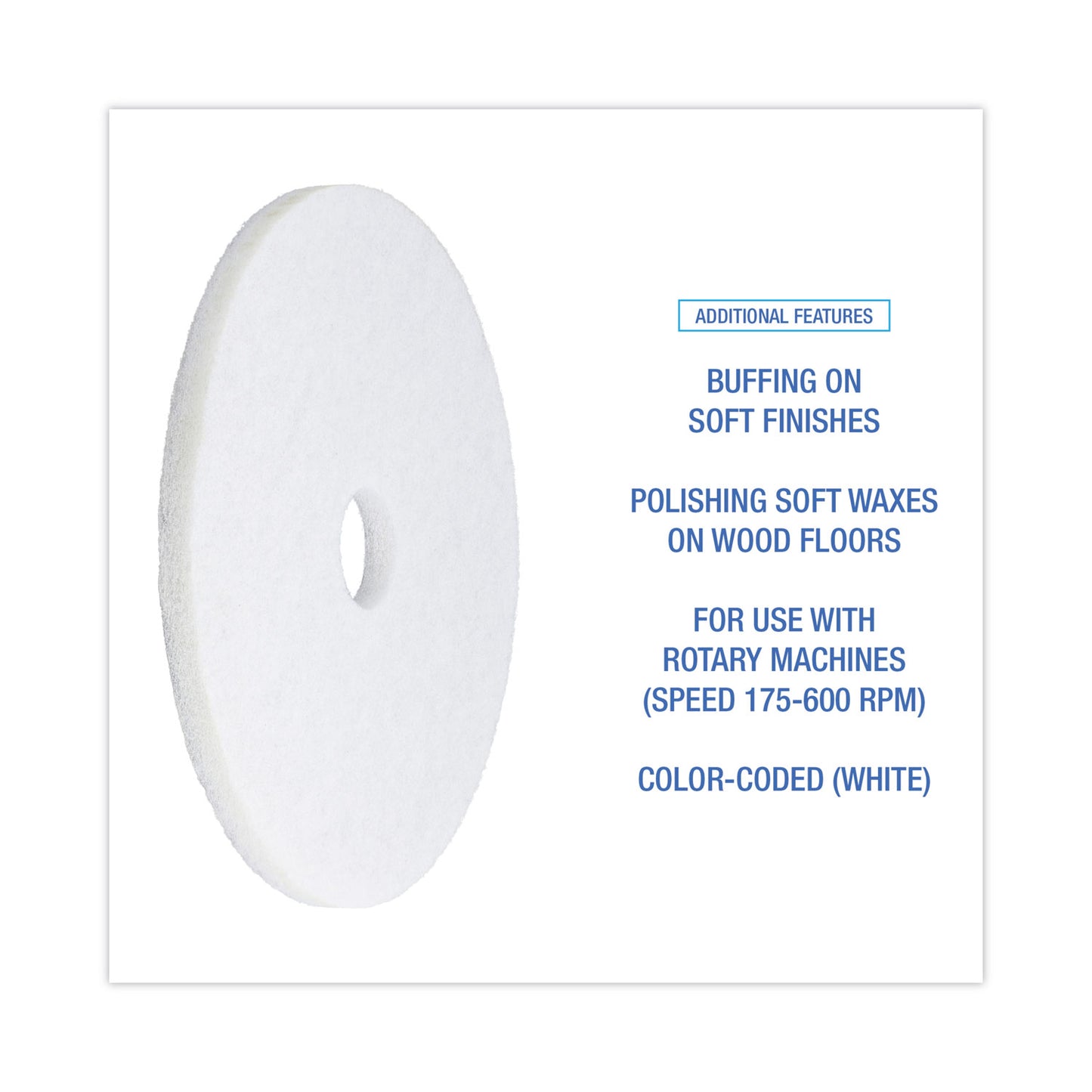 Boardwalk Polishing Floor Pads, 19" Diameter, White, 5/Carton (4019WHI)