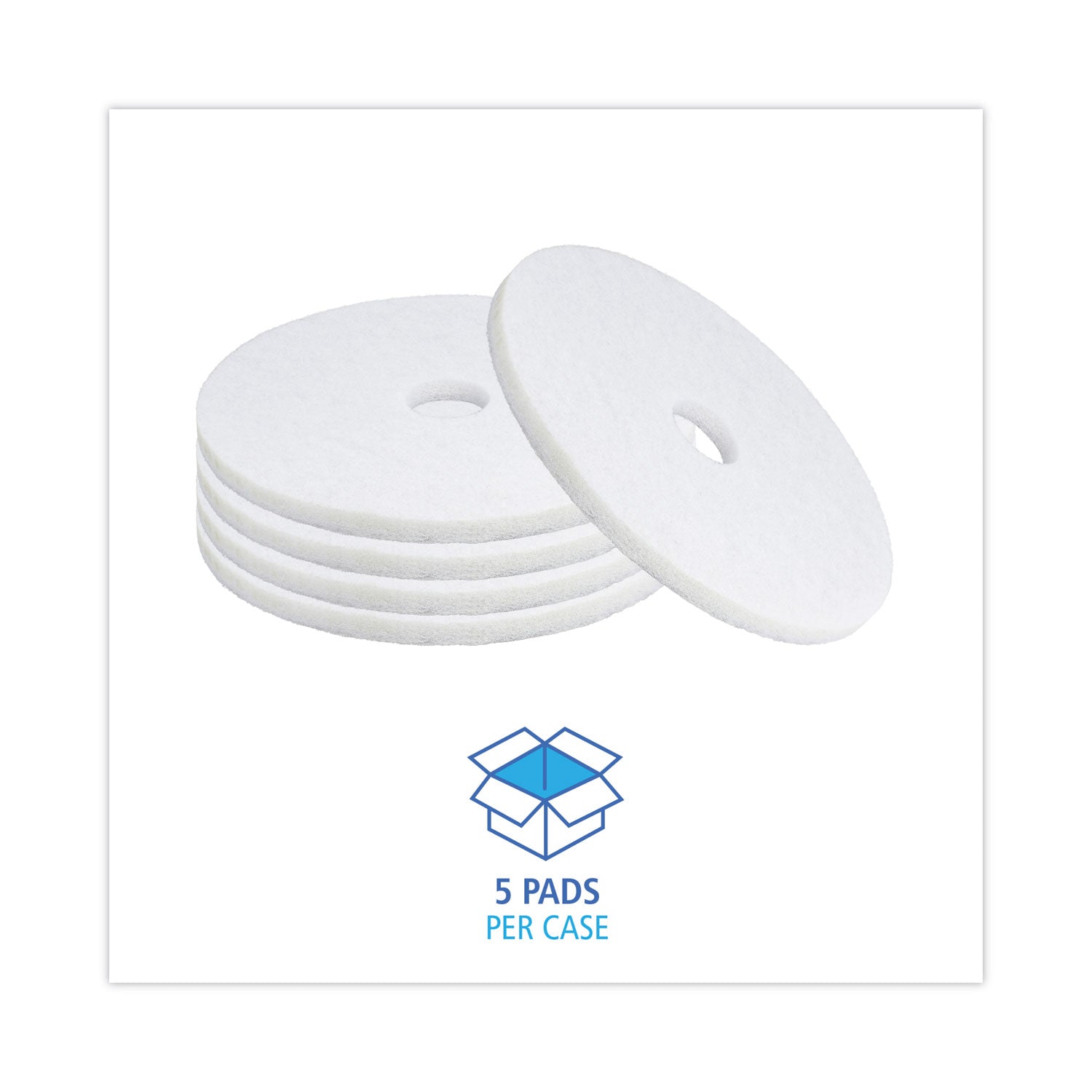 Boardwalk Polishing Floor Pads, 19" Diameter, White, 5/Carton (4019WHI)