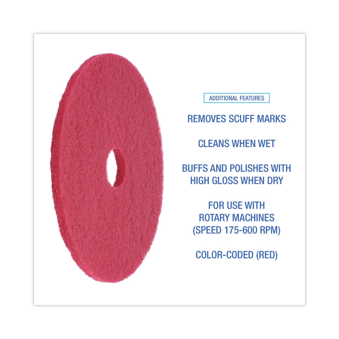 Boardwalk Buffing Floor Pads, 19" Diameter, Red, 5/Carton (4019RED)