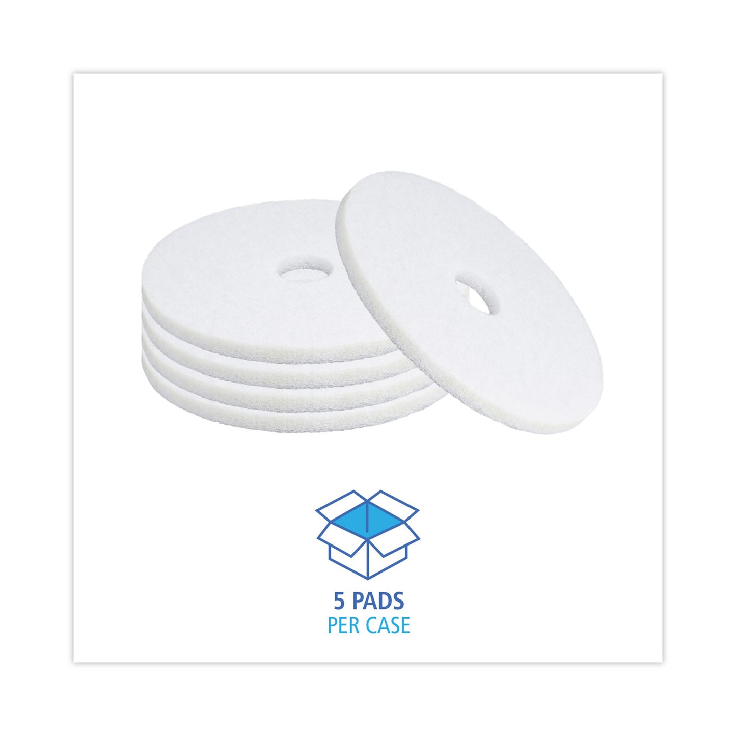 Boardwalk Polishing Floor Pads, 18" Diameter, White, 5/Carton (4018WHI)