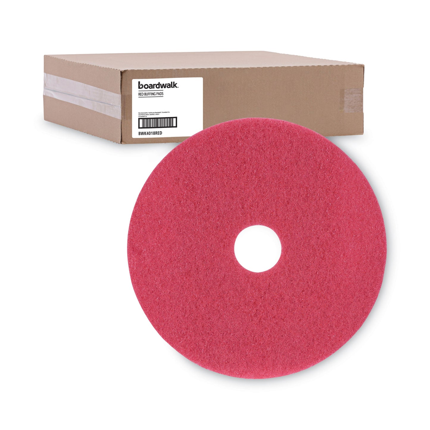 Boardwalk Buffing Floor Pads, 18" Diameter, Red, 5/Carton (4018RED)