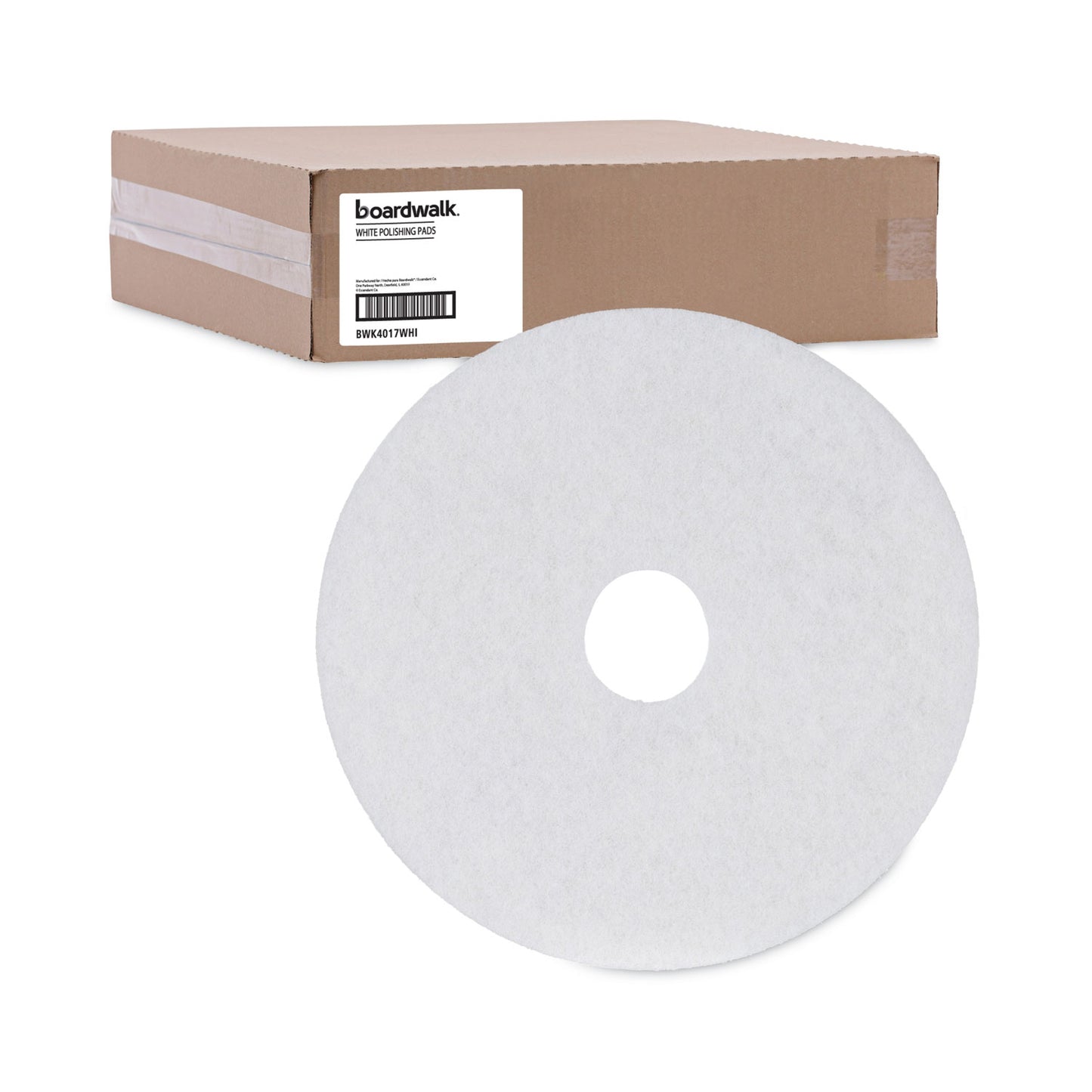 Boardwalk Polishing Floor Pads, 17" Diameter, White, 5/Carton (4017WHI)