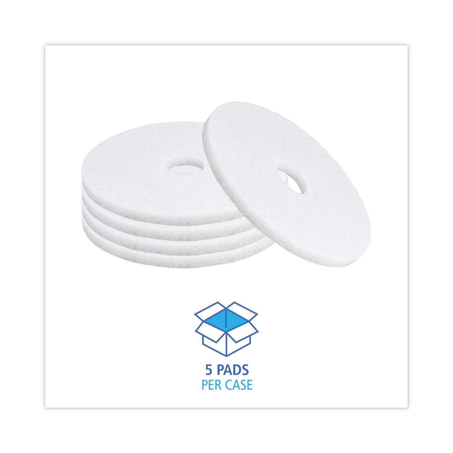 Boardwalk Polishing Floor Pads, 17" Diameter, White, 5/Carton (4017WHI)