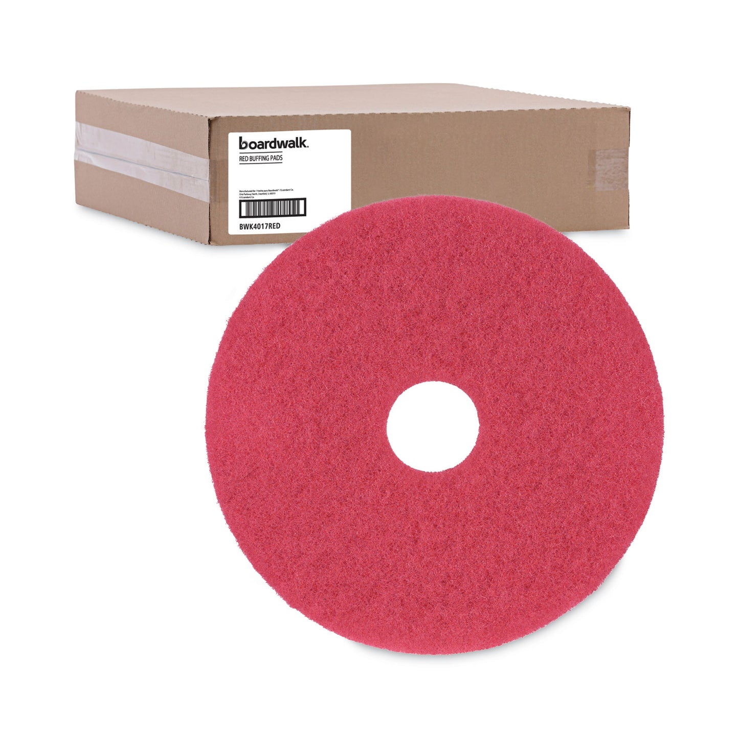 Boardwalk Buffing Floor Pads, 17" Diameter, Red, 5/Carton (4017RED)