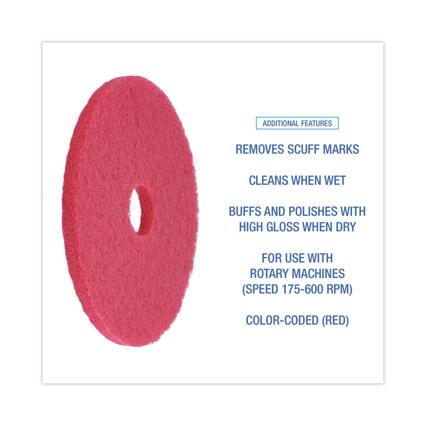 Boardwalk Buffing Floor Pads, 17" Diameter, Red, 5/Carton (4017RED)