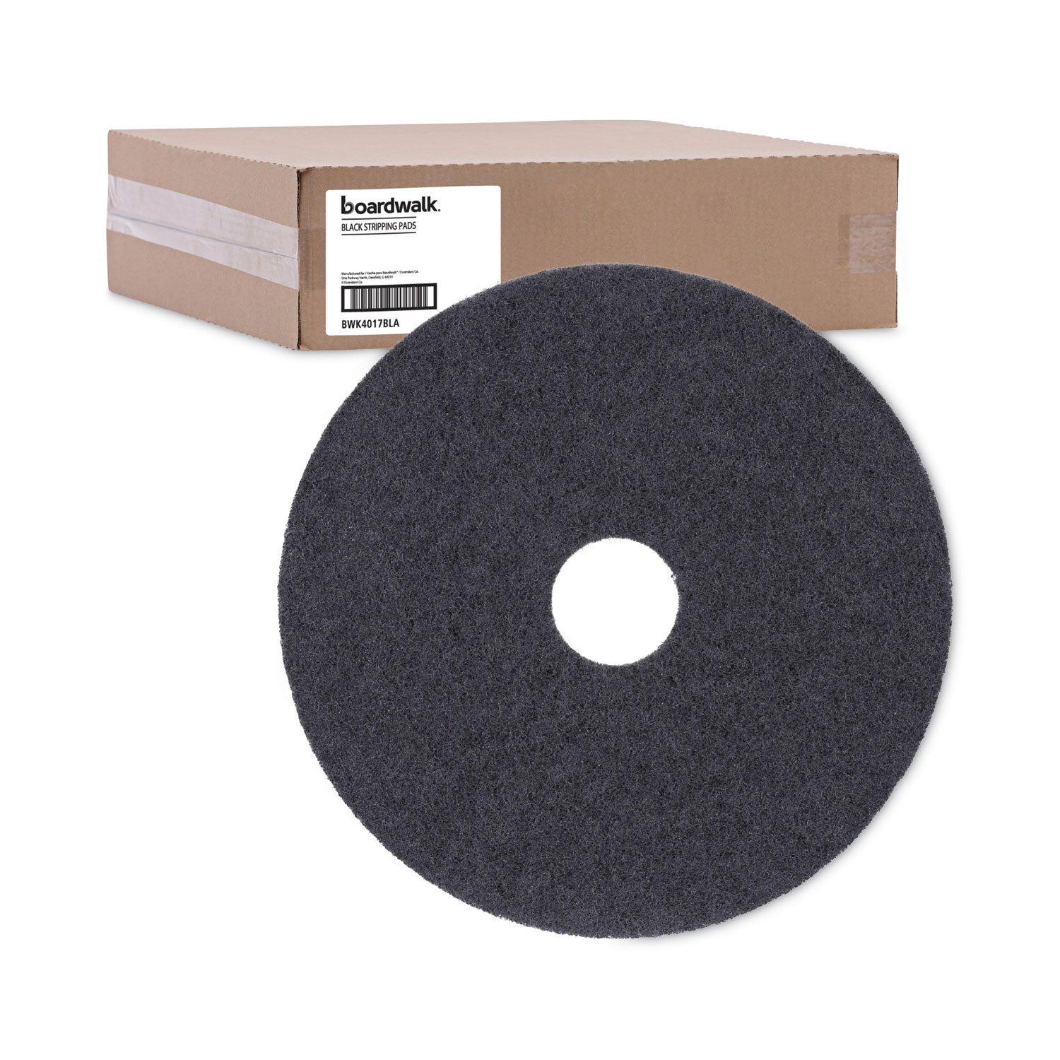 Boardwalk Stripping Floor Pads, 17" Diameter, Black, 5/Carton (4017BLA)