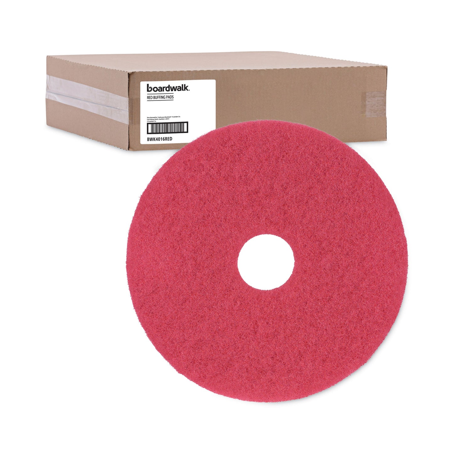 Boardwalk Buffing Floor Pads, 16" Diameter, Red, 5/Carton (4016RED)