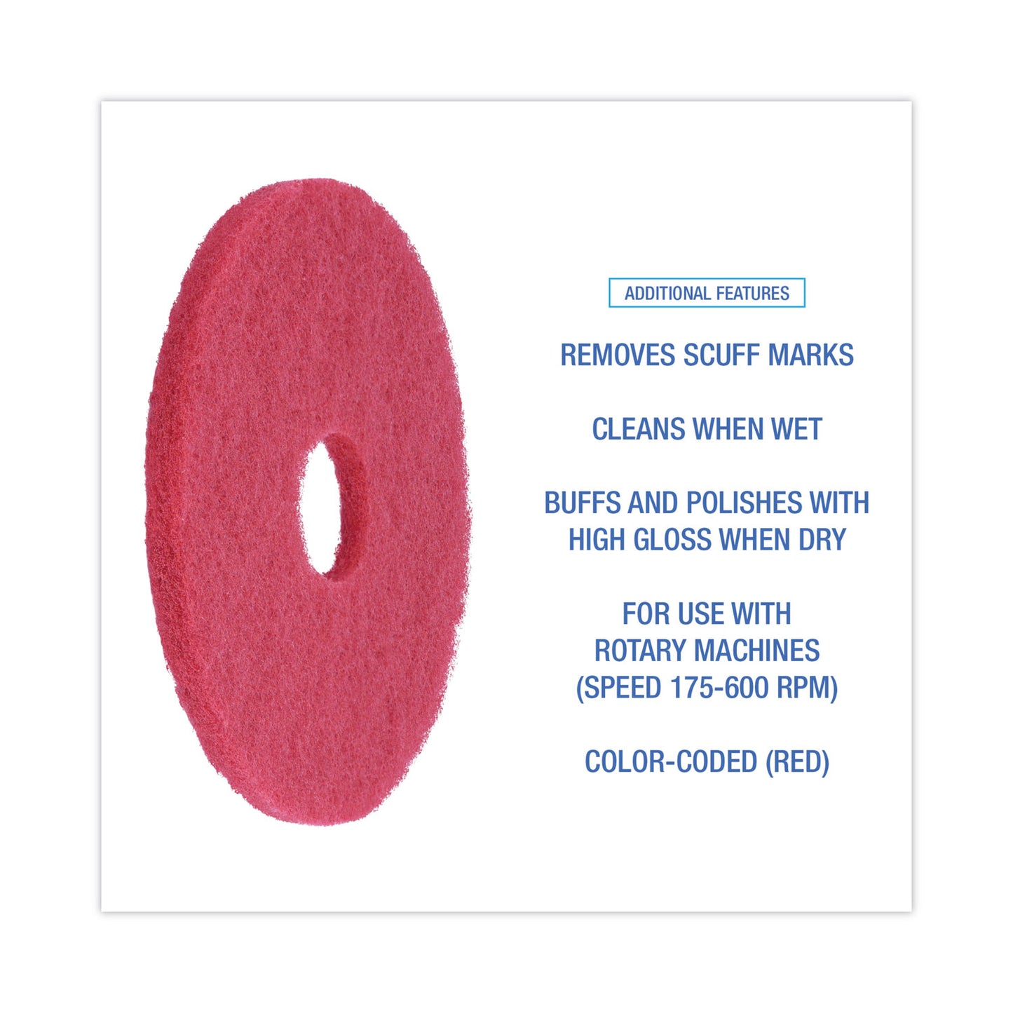 Boardwalk Buffing Floor Pads, 16" Diameter, Red, 5/Carton (4016RED)