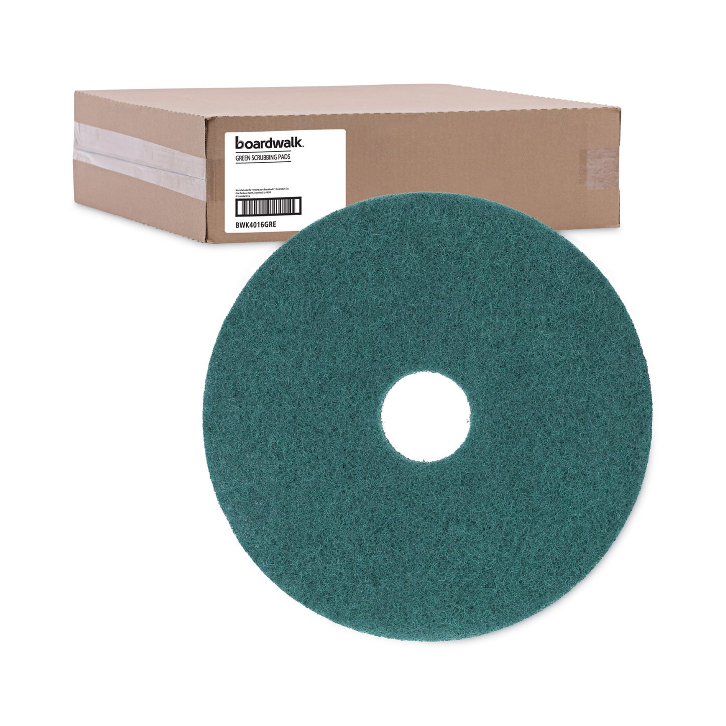 Boardwalk Heavy-Duty Scrubbing Floor Pads, 16" Diameter, Green, 5/Carton (4016GRE)