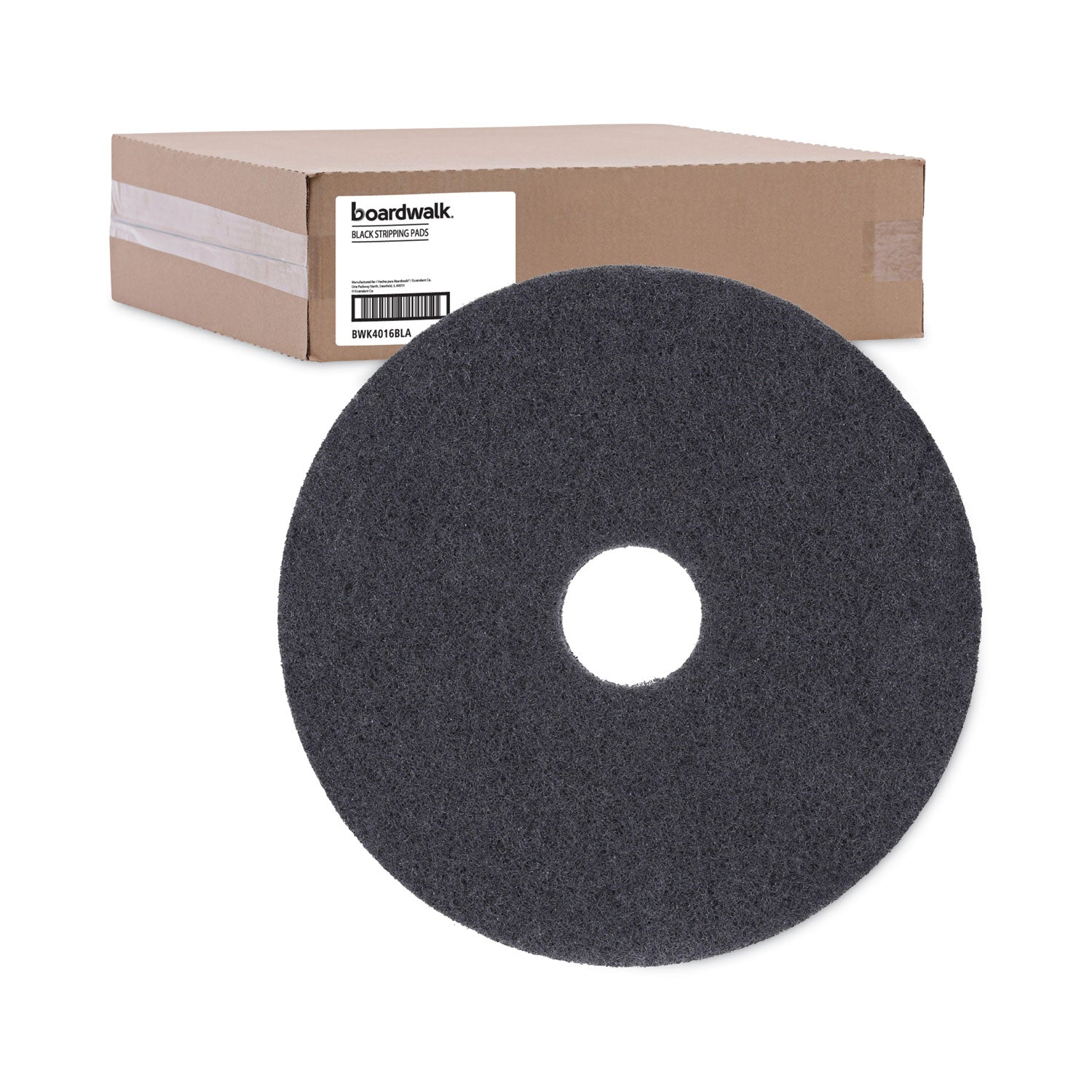 Boardwalk Stripping Floor Pads, 16" Diameter, Black, 5/Carton (4016BLA)