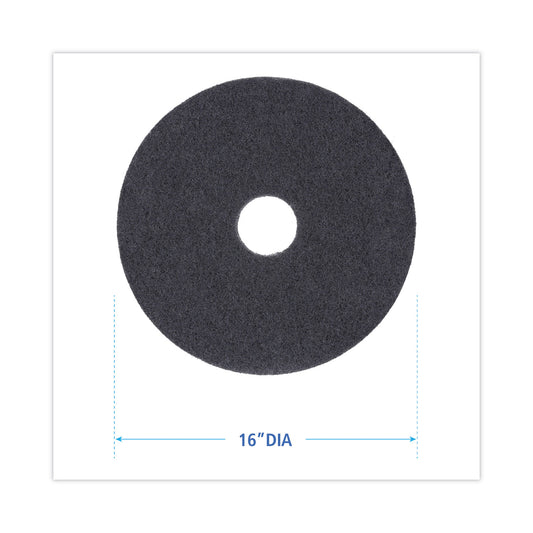 Boardwalk Stripping Floor Pads, 16" Diameter, Black, 5/Carton (4016BLA)