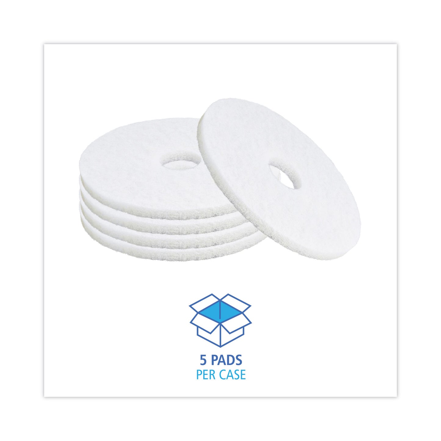 Boardwalk Polishing Floor Pads, 15" Diameter, White, 5/Carton (4015WHI)