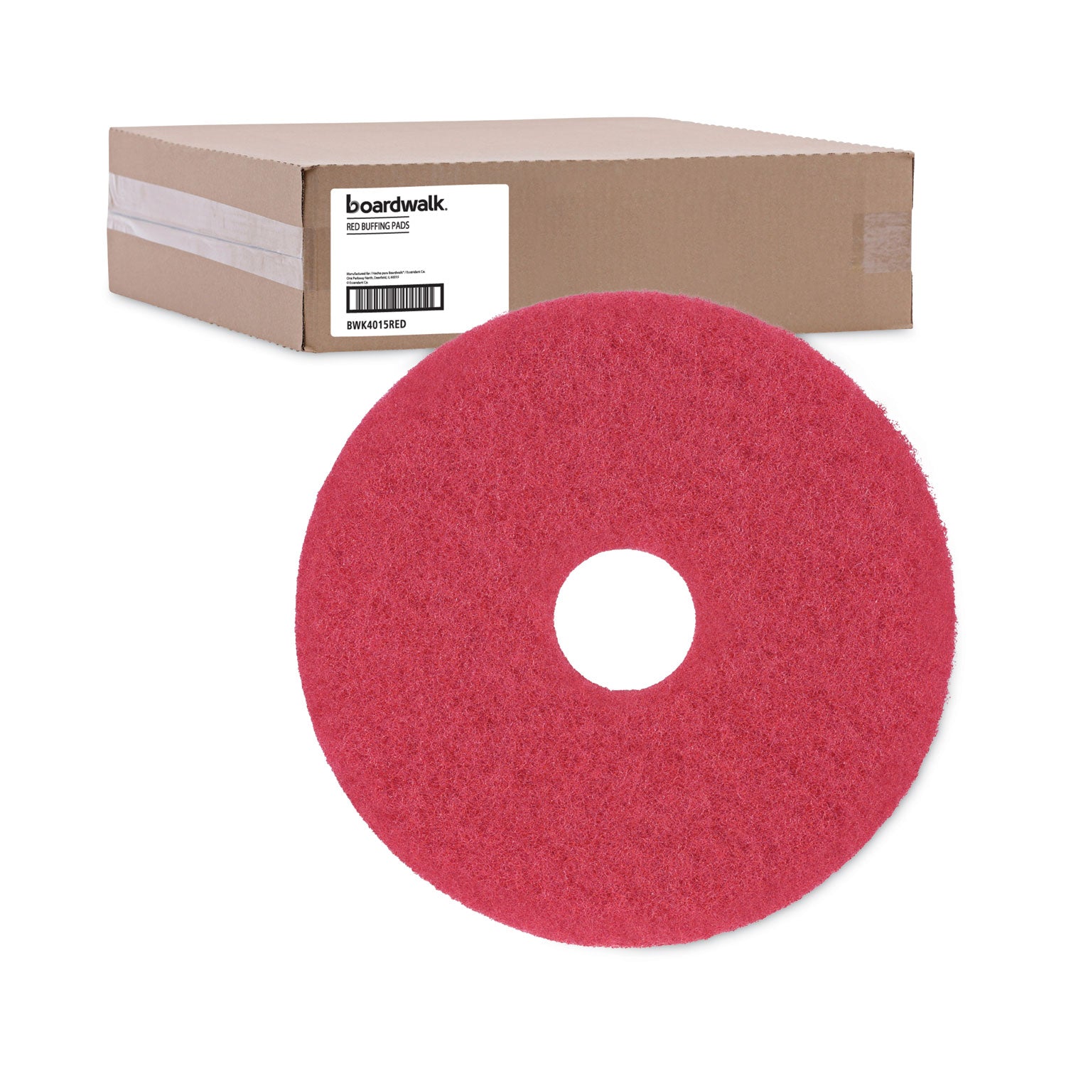 Boardwalk Buffing Floor Pads, 15" Diameter, Red, 5/Carton (4015RED)