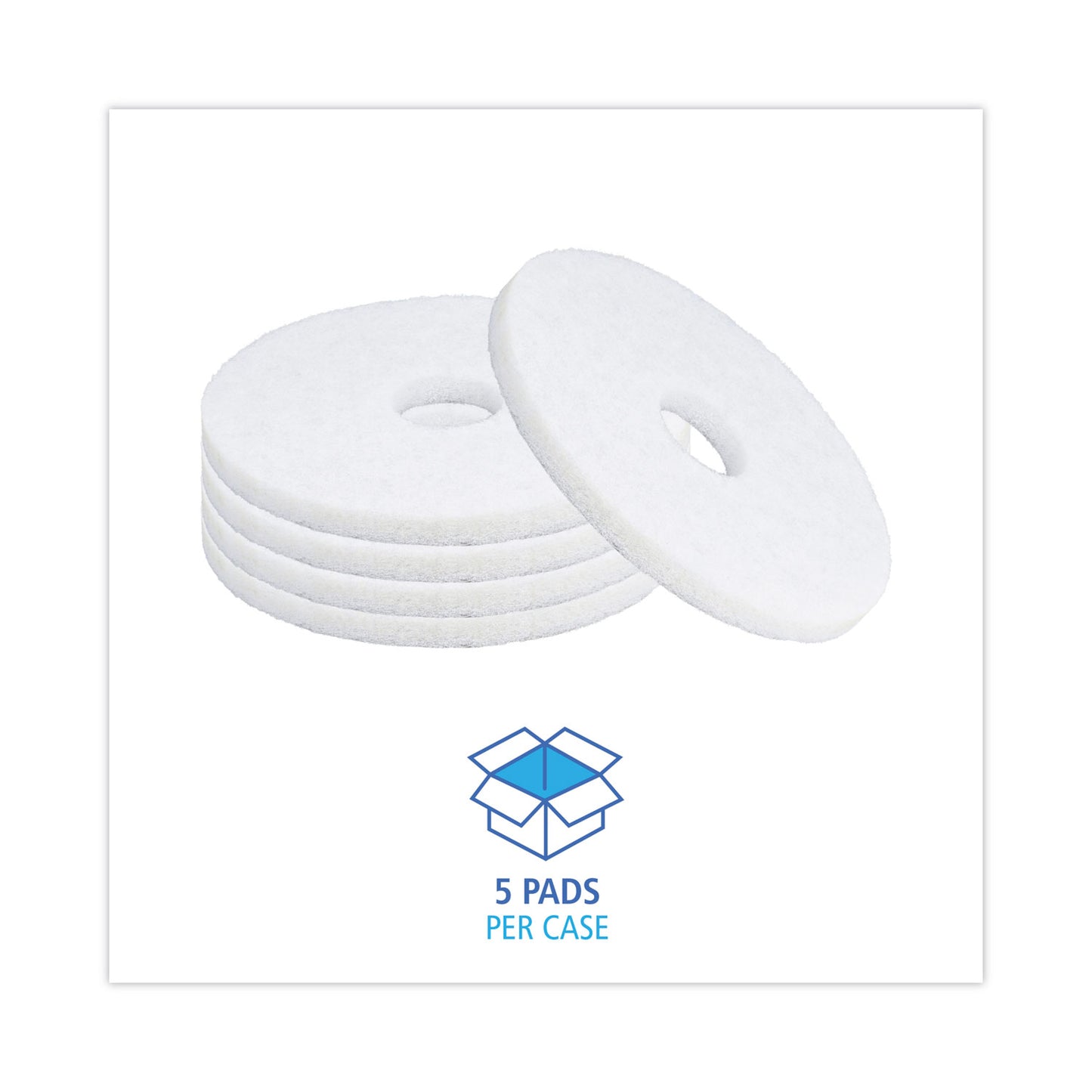 Boardwalk Polishing Floor Pads, 14" Diameter, White, 5/Carton (4014WHI)