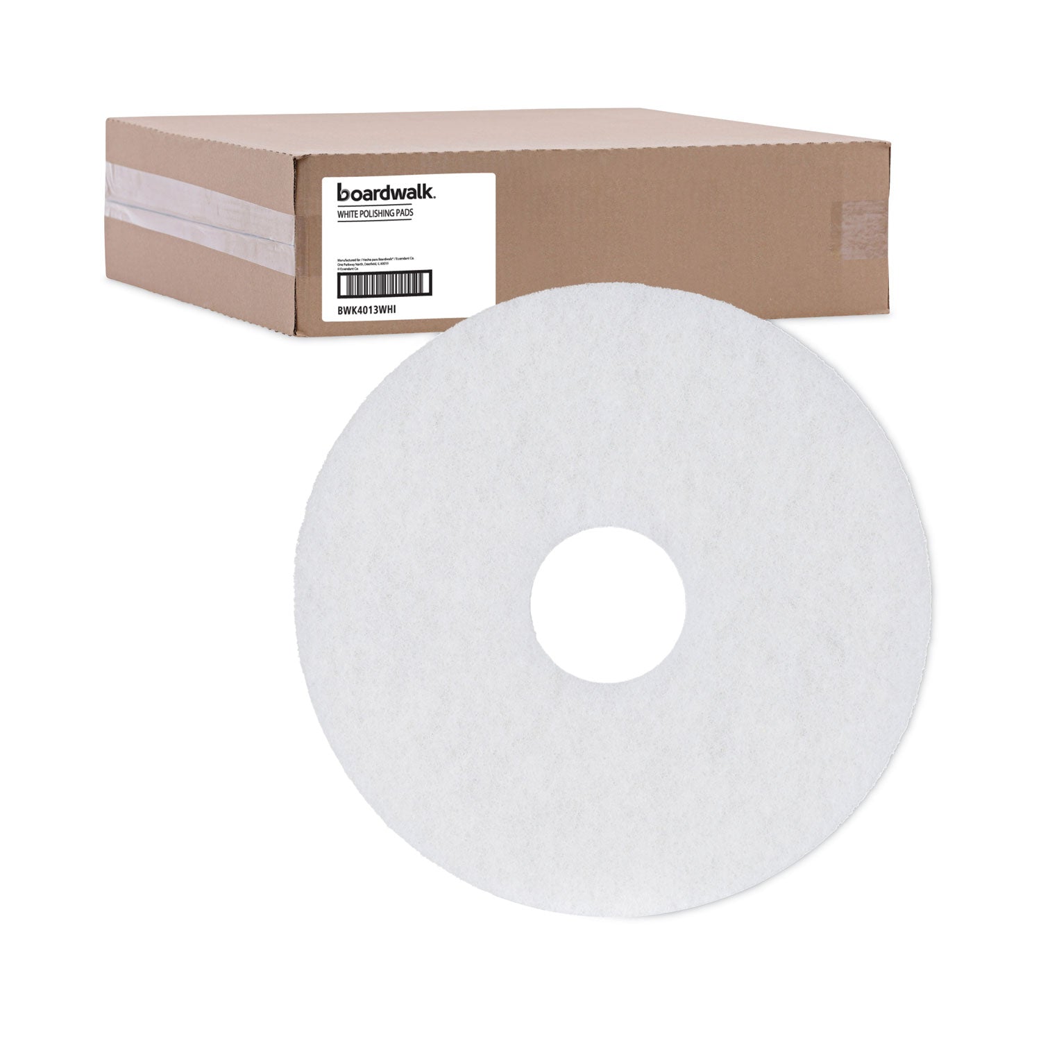 Boardwalk Polishing Floor Pads, 13" Diameter, White, 5/Carton (4013WHI)