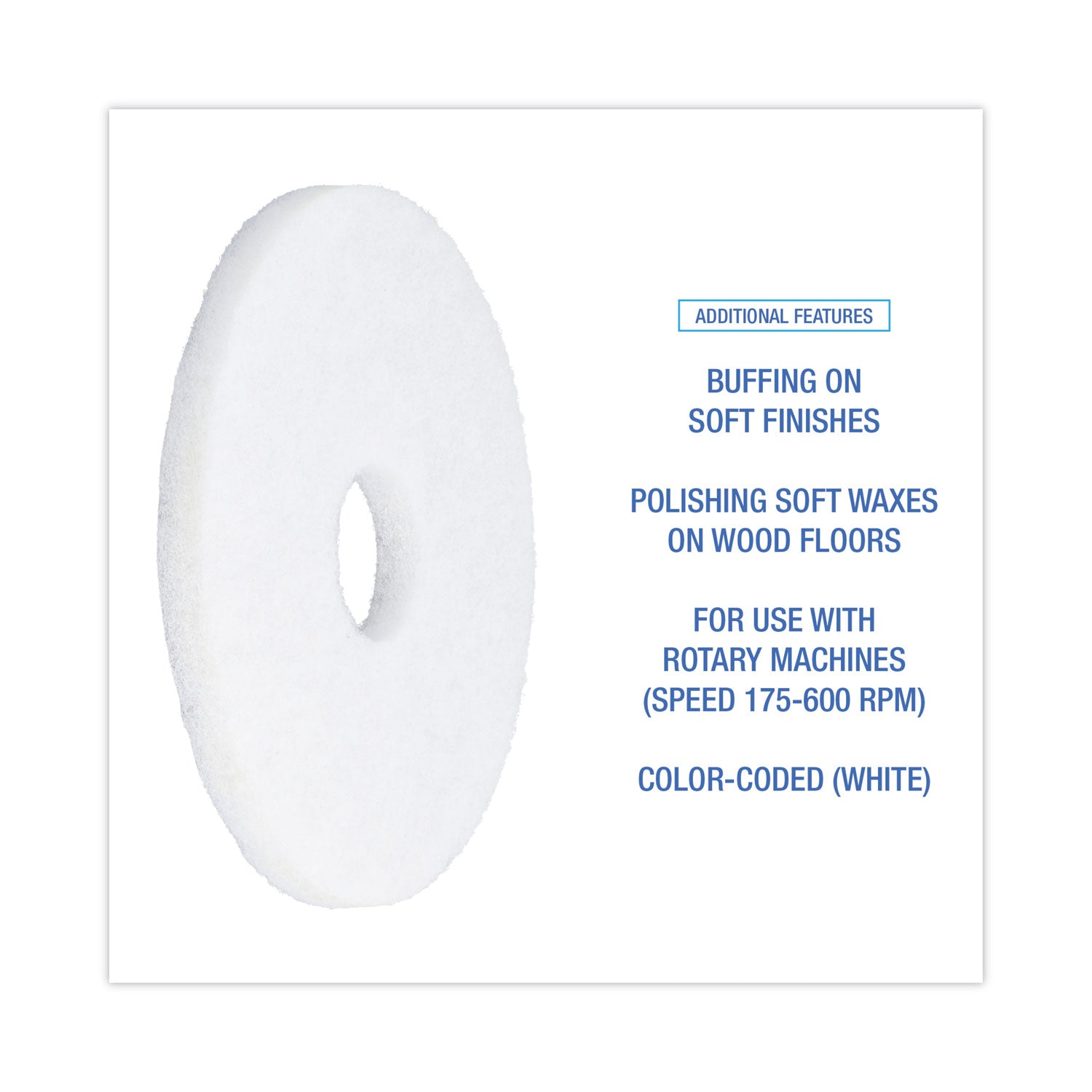 Boardwalk Polishing Floor Pads, 13" Diameter, White, 5/Carton (4013WHI)