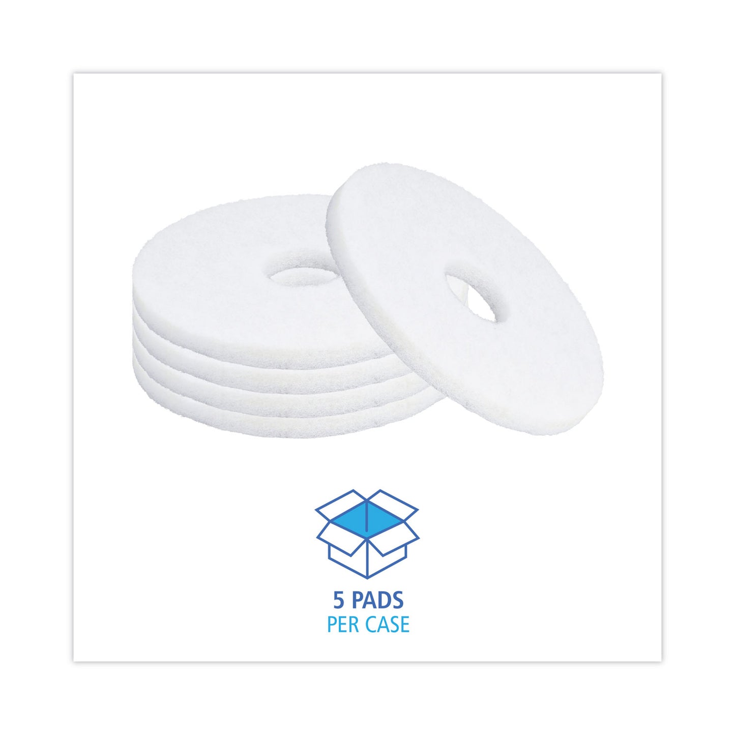 Boardwalk Polishing Floor Pads, 13" Diameter, White, 5/Carton (4013WHI)