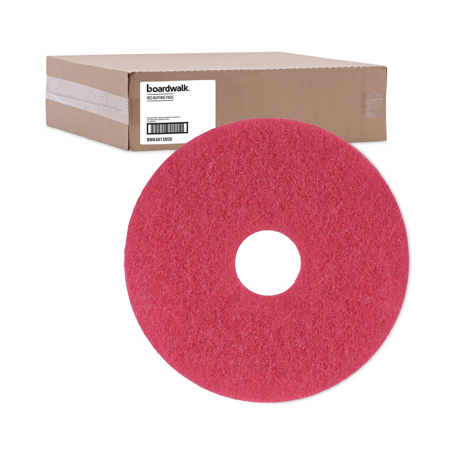 Boardwalk Buffing Floor Pads, 13" Diameter, Red, 5/Carton (4013RED)