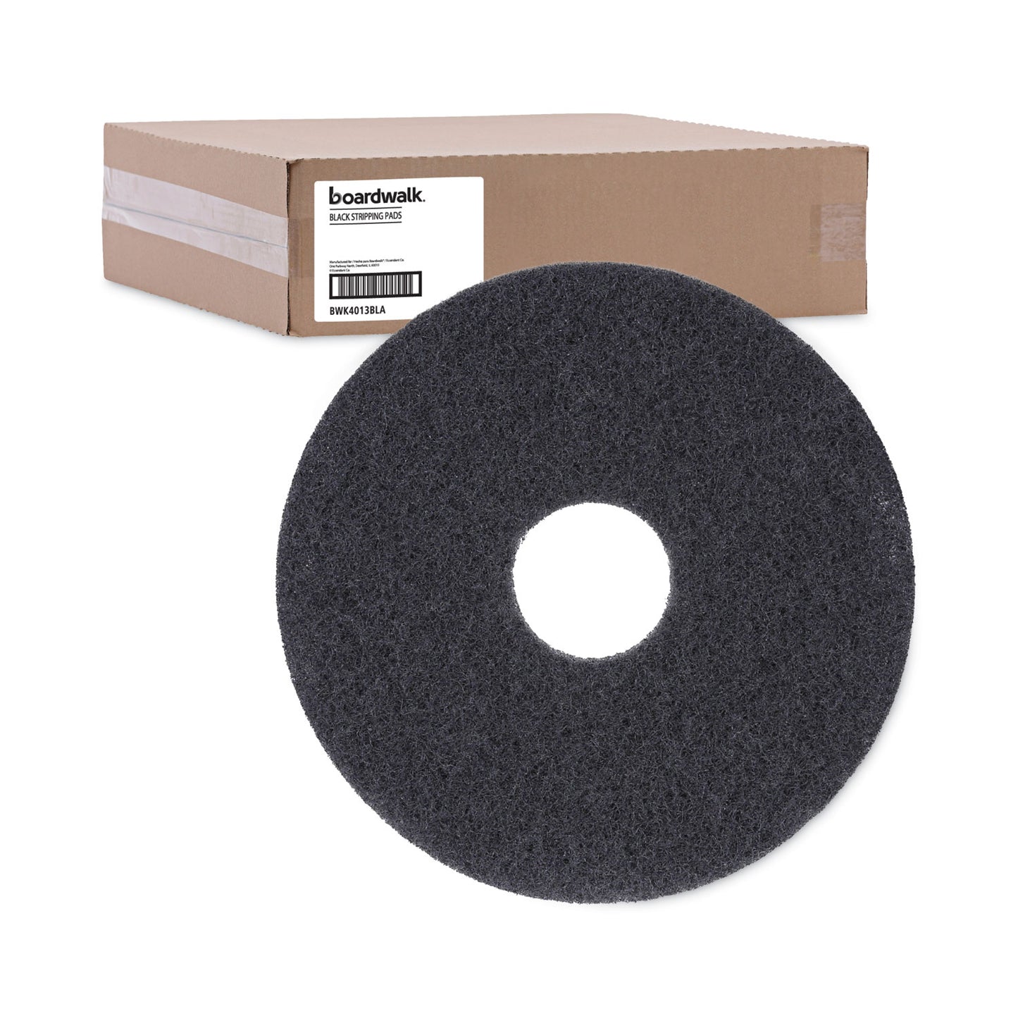 Boardwalk Stripping Floor Pads, 13" Diameter, Black, 5/Carton (4013BLA)