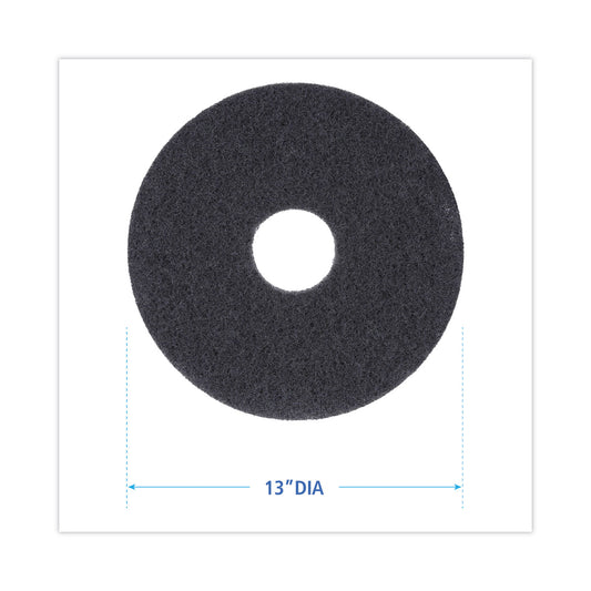 Boardwalk Stripping Floor Pads, 13" Diameter, Black, 5/Carton (4013BLA)