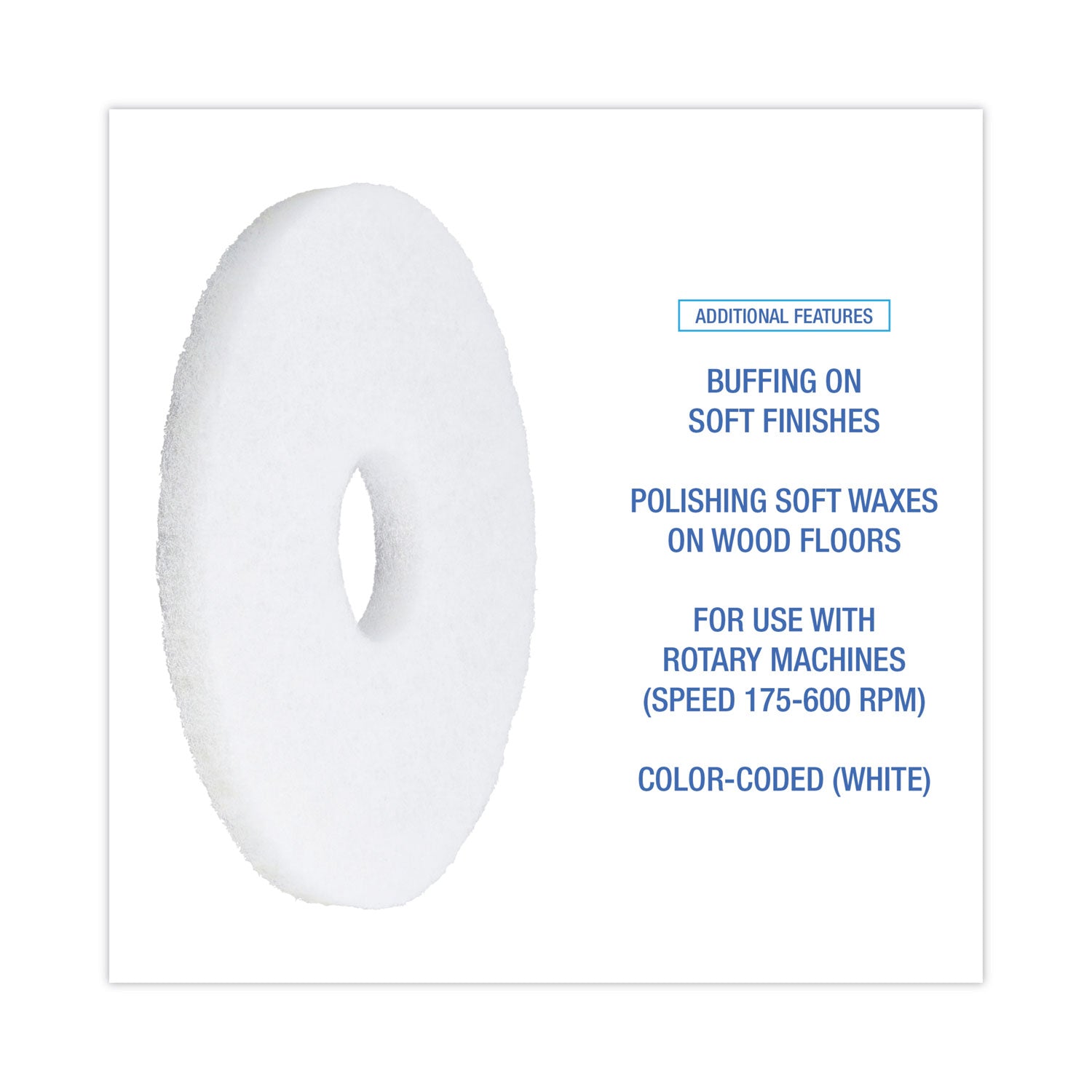 Boardwalk Polishing Floor Pads, 12" Diameter, White, 5/Carton (4012WHI)