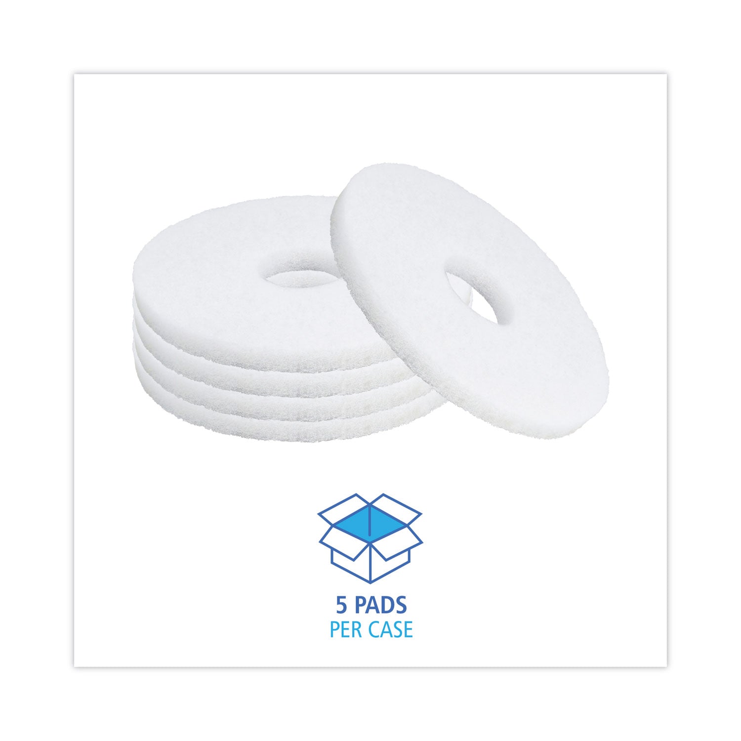 Boardwalk Polishing Floor Pads, 12" Diameter, White, 5/Carton (4012WHI)