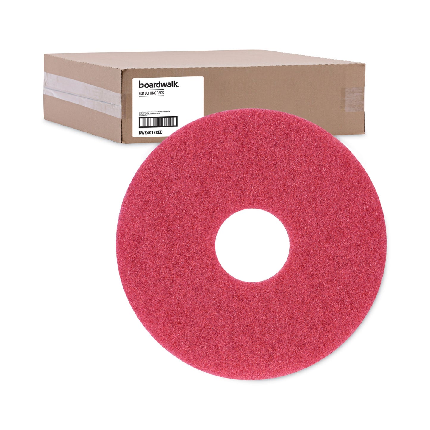 Boardwalk Buffing Floor Pads, 12" Diameter, Red, 5/Carton (4012RED)