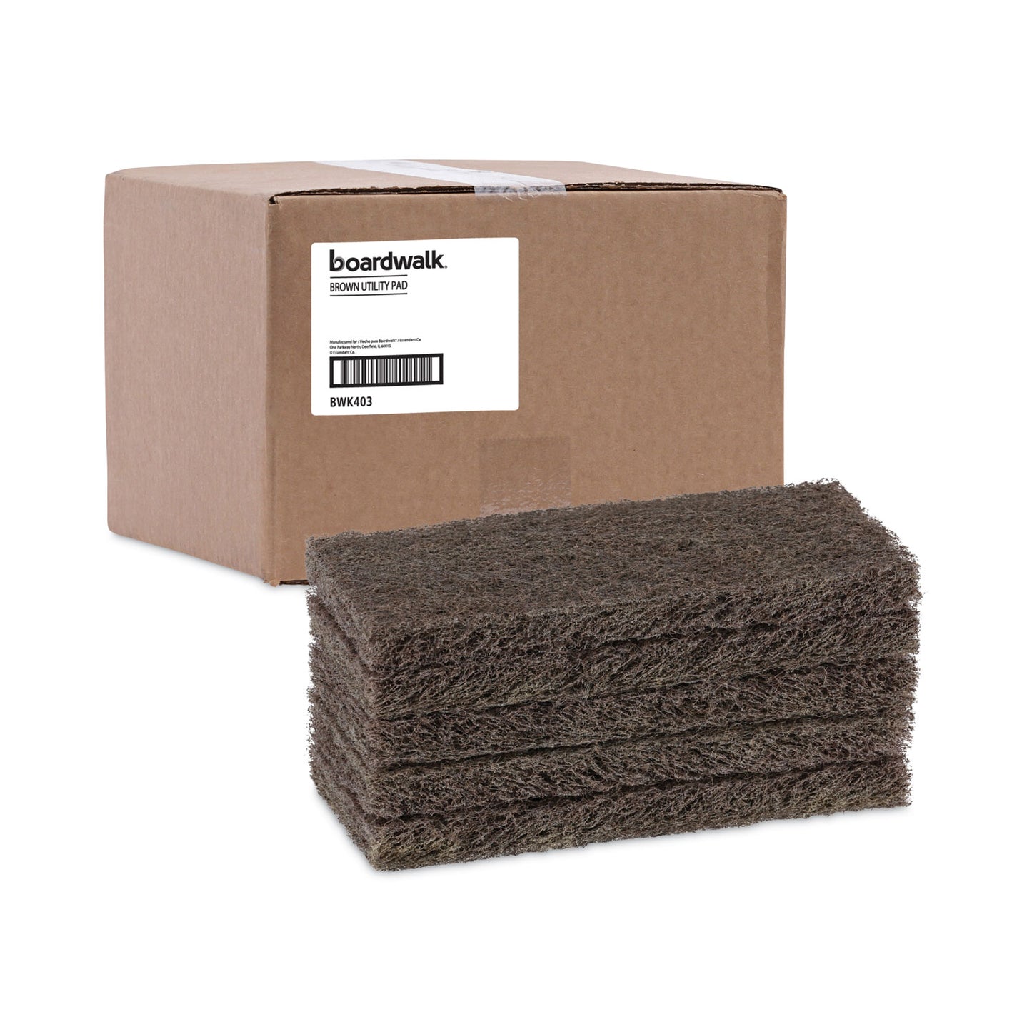 Boardwalk Heavy-Duty Scour Pad, 4.63 x 10, Brown, 20/Carton (403)