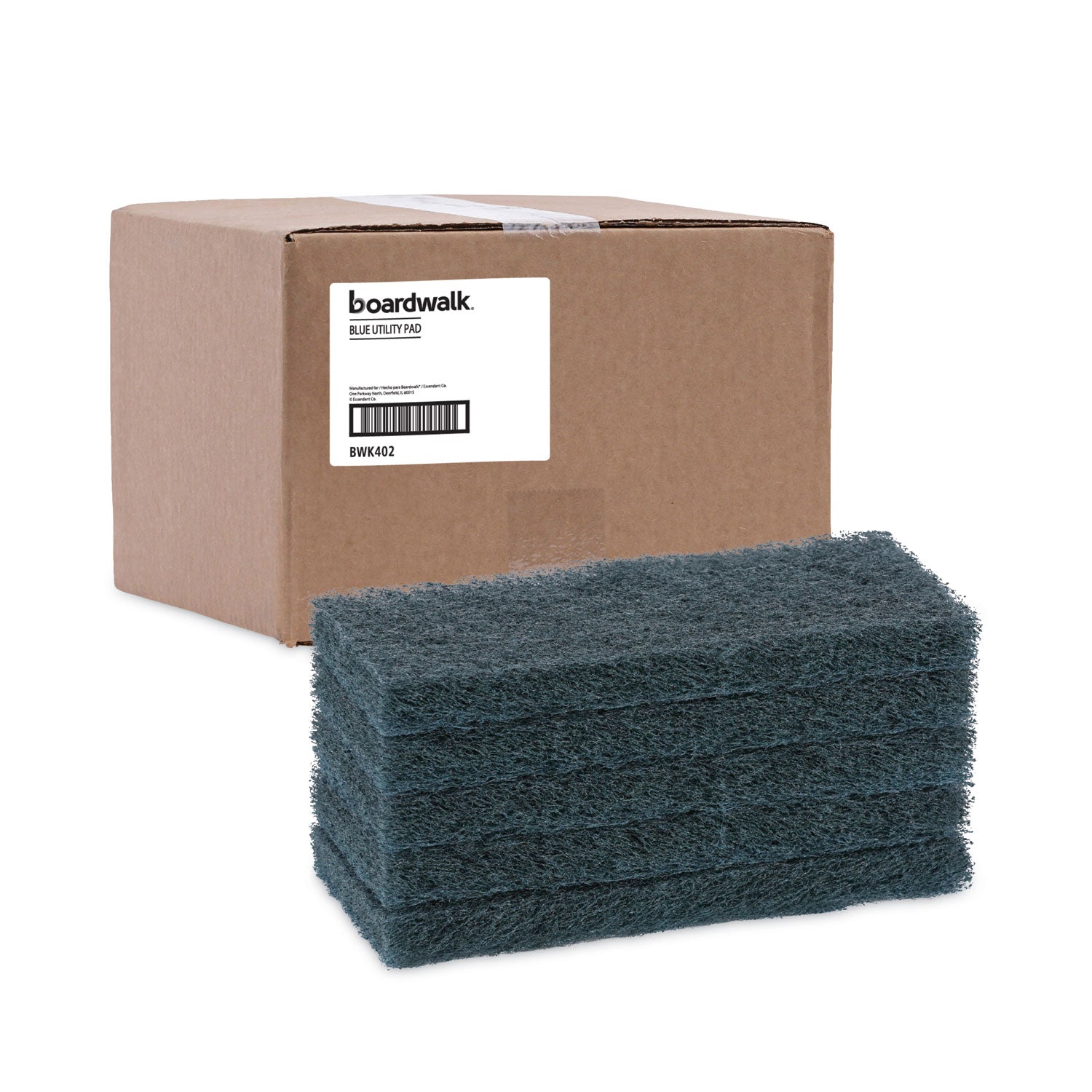 Boardwalk Medium-Duty Scour Pad, 10 x 4.63, Blue, 20/Carton (402)