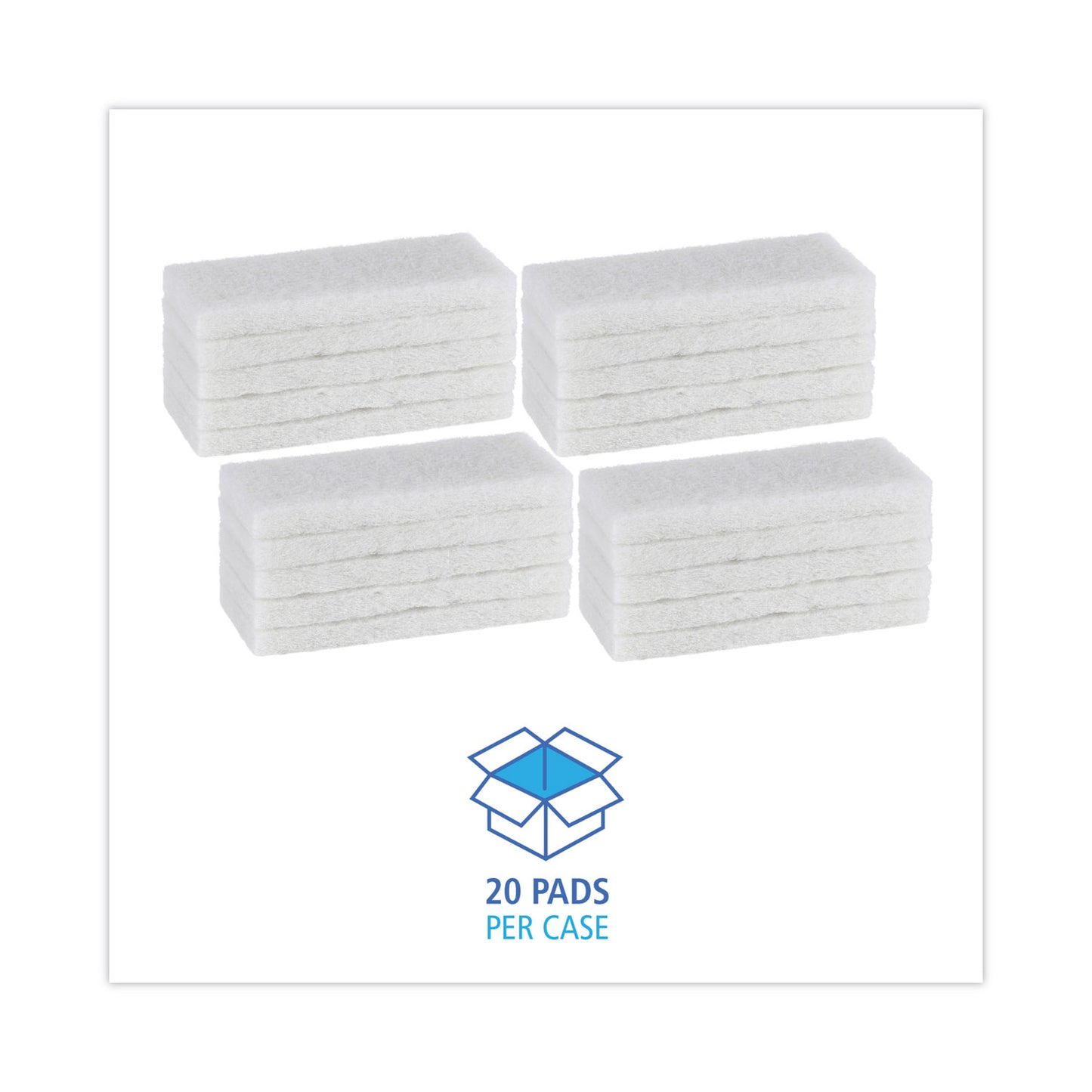 Boardwalk Light Duty Scour Pad, 4.63  x 10, White, 20/Carton (401)