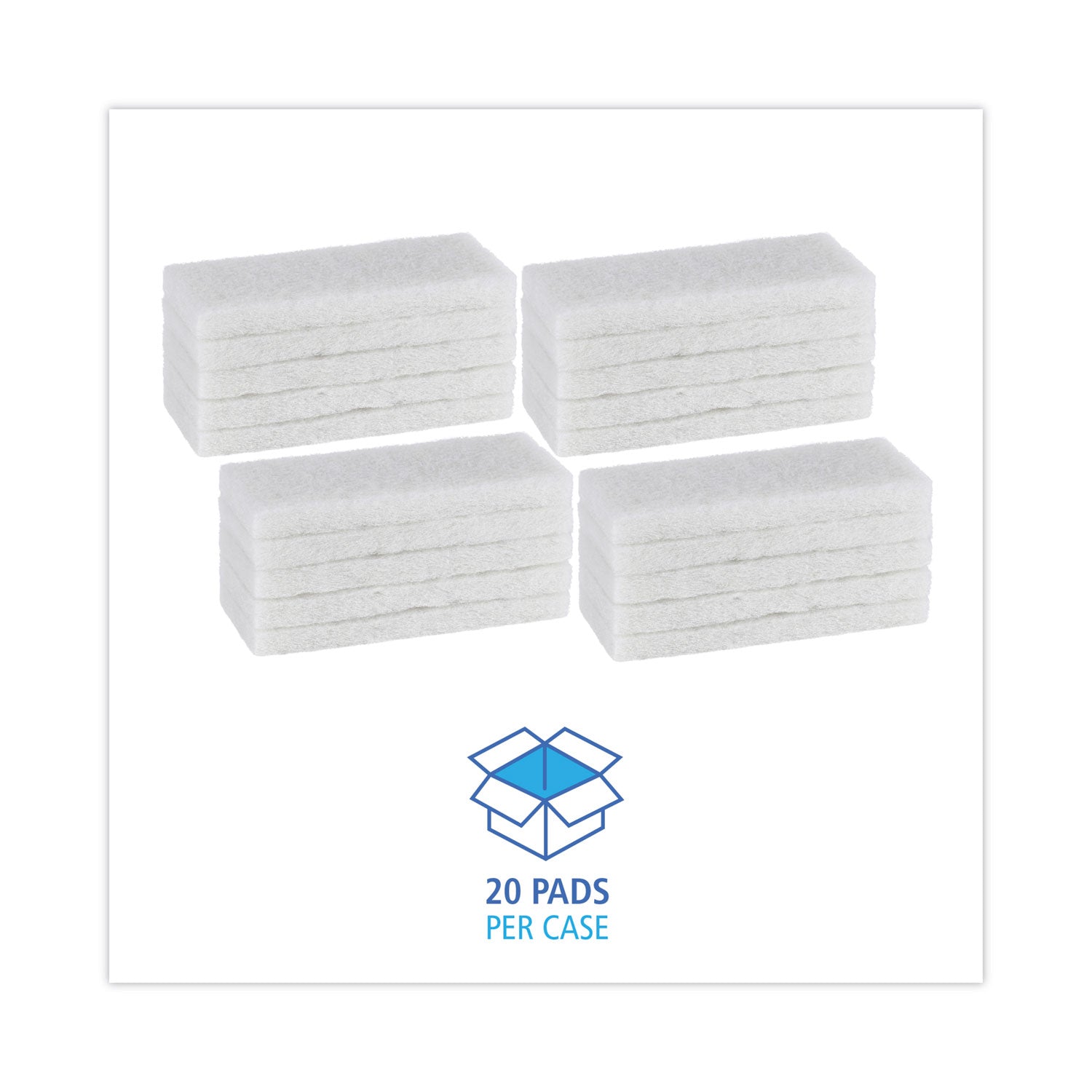 Boardwalk Light Duty Scour Pad, 4.63  x 10, White, 20/Carton (401)
