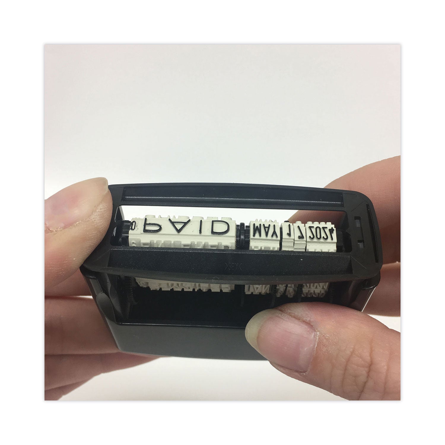 Trodat Printy Economy 12-Message Date Stamp, Self-Inking, 2" x 0.38", Black (E4817)