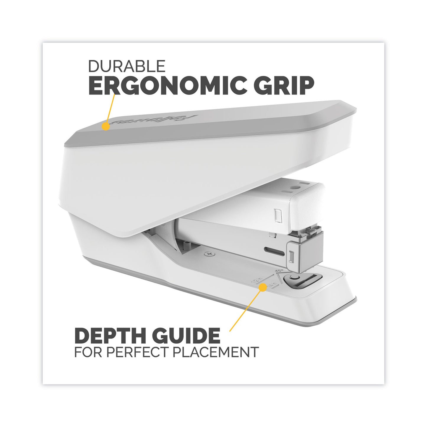 Fellowes LX840 EasyPress Half Strip Stapler, 25-Sheet Capacity, White (5011501)