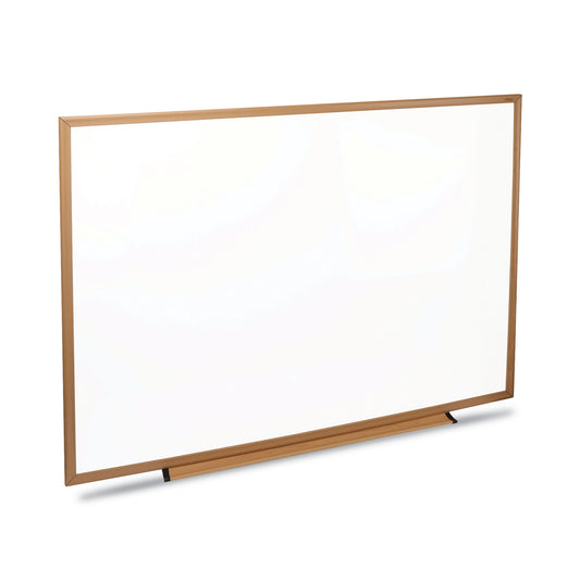 Universal Deluxe Melamine Dry Erase Board, 48 x 36, Melamine White Surface, Oak Fiberboard Frame (43618)