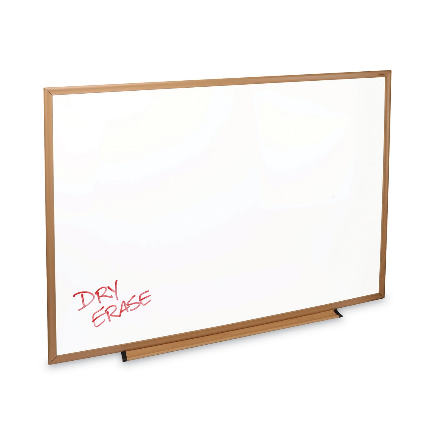 Universal Deluxe Melamine Dry Erase Board, 48 x 36, Melamine White Surface, Oak Fiberboard Frame (43618)