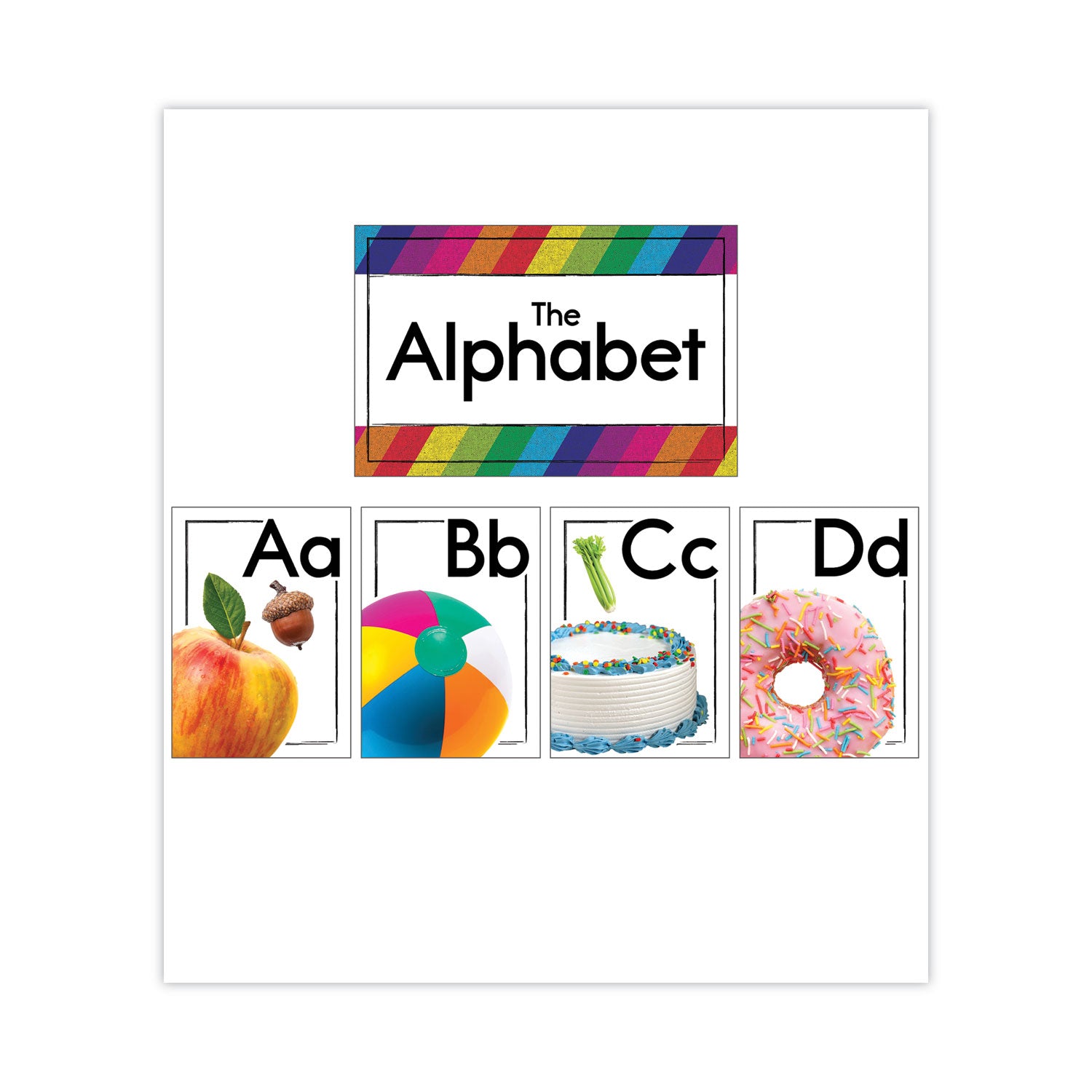 Carson-Dellosa Curriculum Bulletin Board Sets, 27-Piece Set, Alphabet, 16" x 10.5", Multicolor (110517)